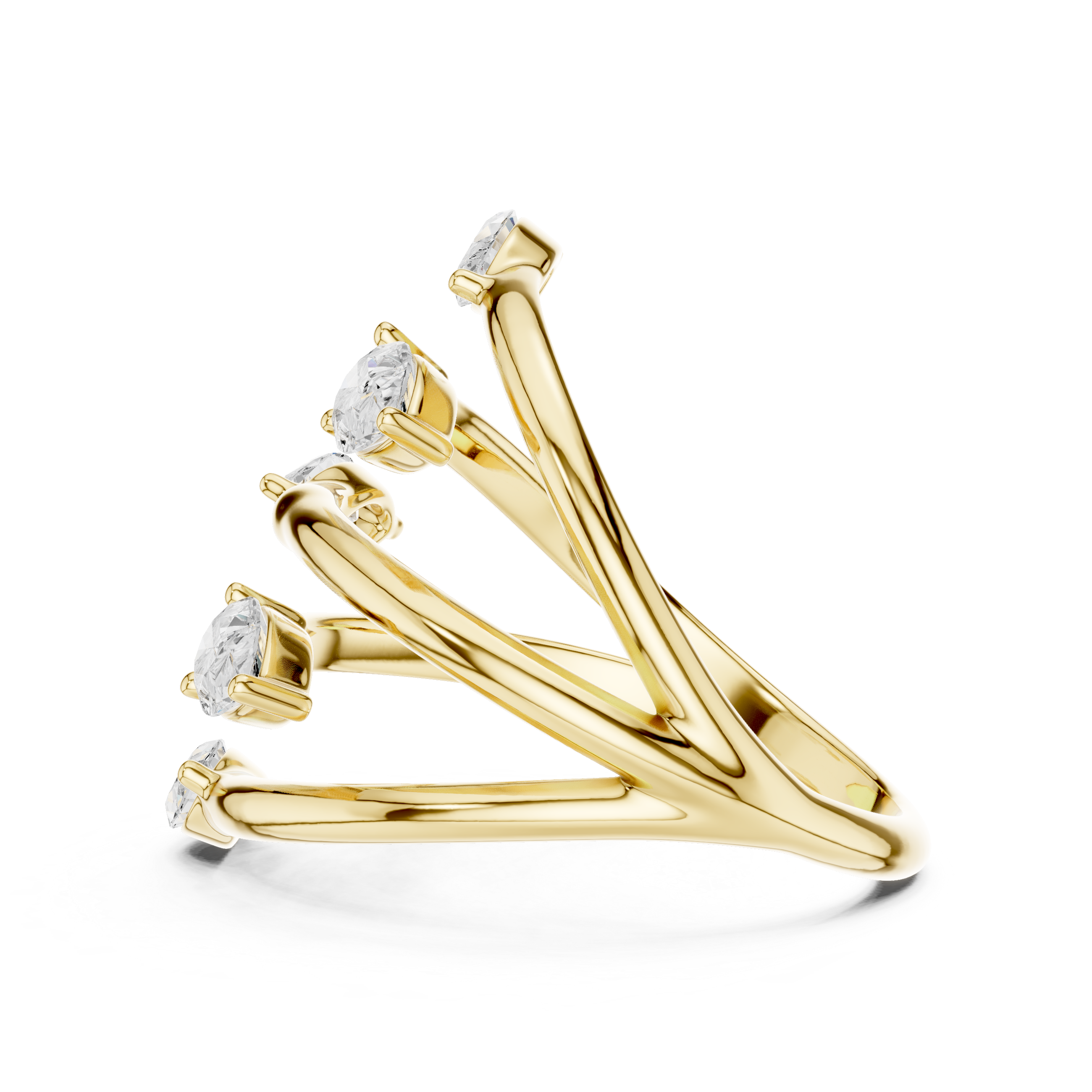 Multi Stone Wrap Diamond Ring – Marquise & Pear Cut Open Spiral Statement Ring