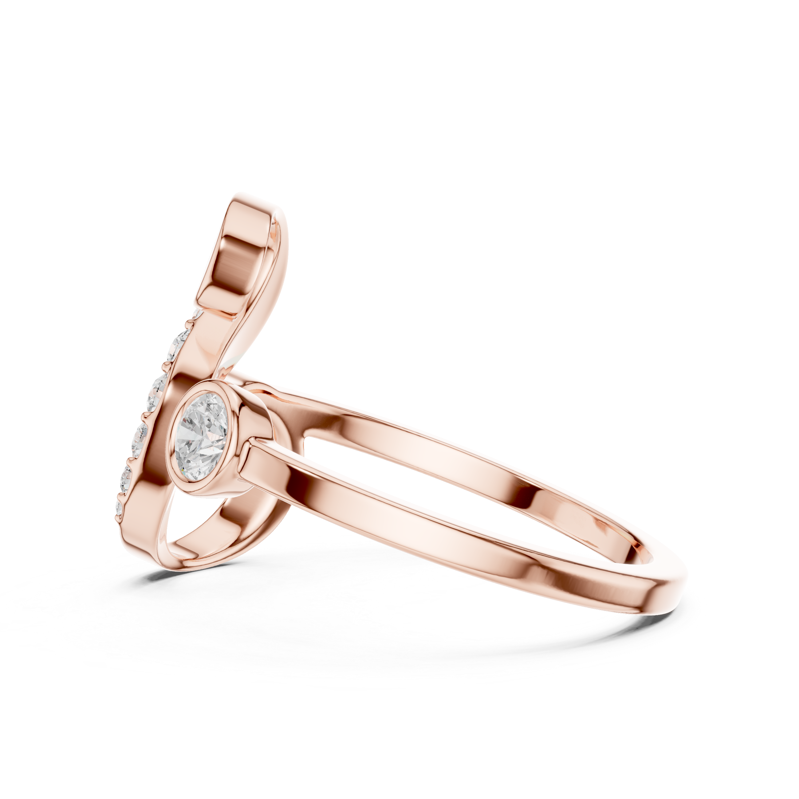 Diamond Initial S Open Ring – Personalized Letter Ring with Pavé Diamonds