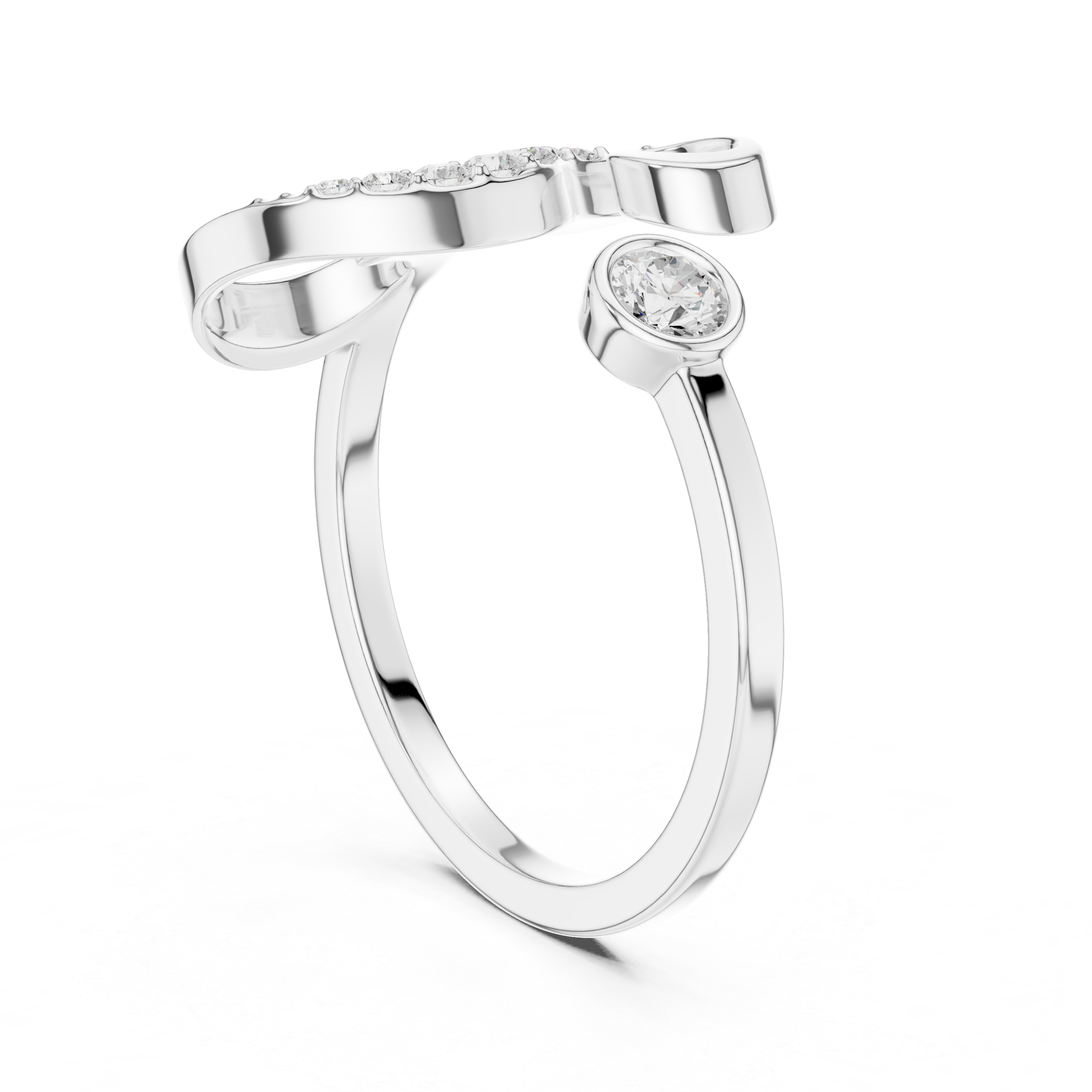 Diamond Initial S Open Ring – Personalized Letter Ring with Pavé Diamonds