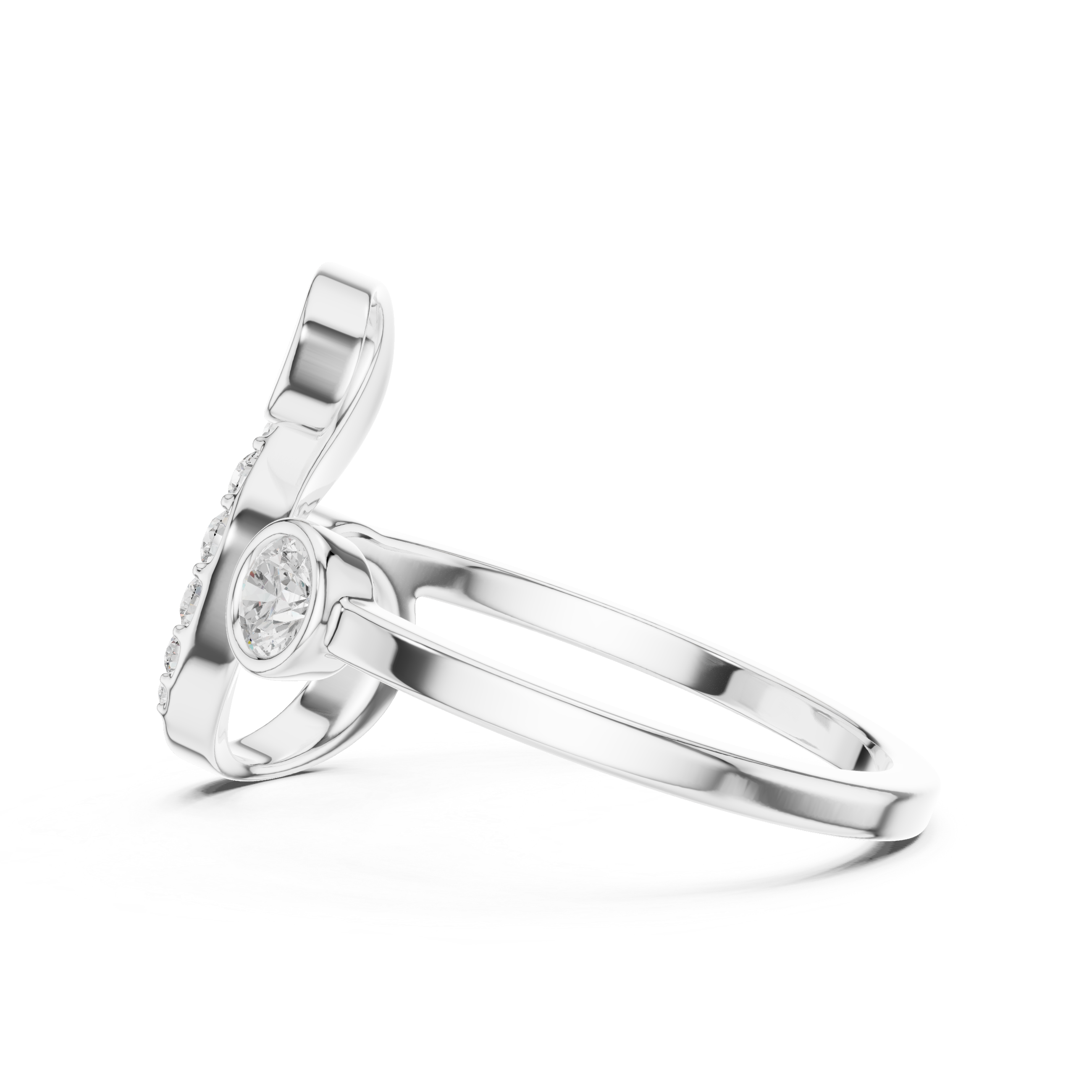 Diamond Initial S Open Ring – Personalized Letter Ring with Pavé Diamonds