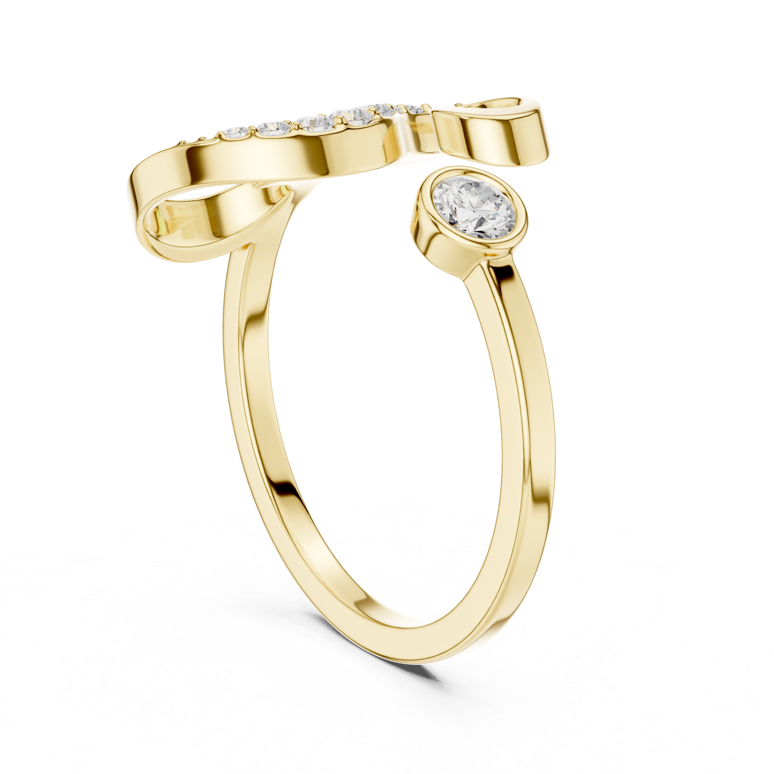 Diamond Initial S Open Ring – Personalized Letter Ring with Pavé Diamonds