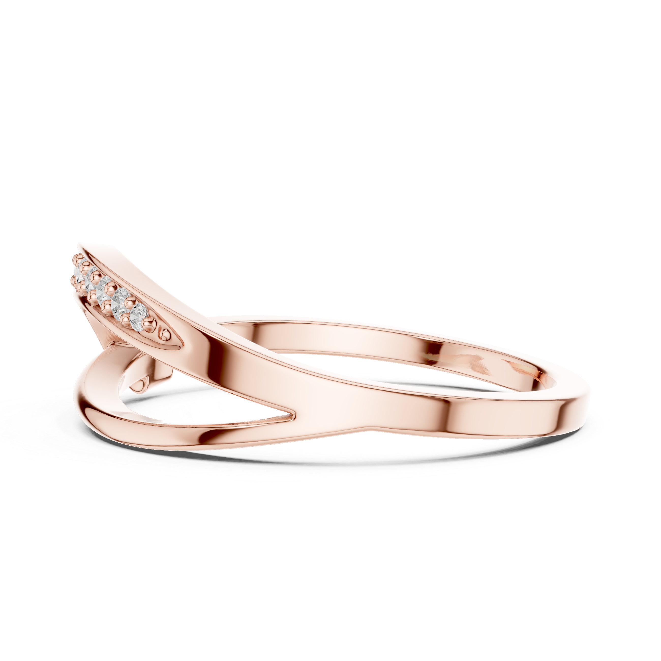 Modern Crossover Diamond Ring – Pavé Curved Band Minimalist Statement Ring