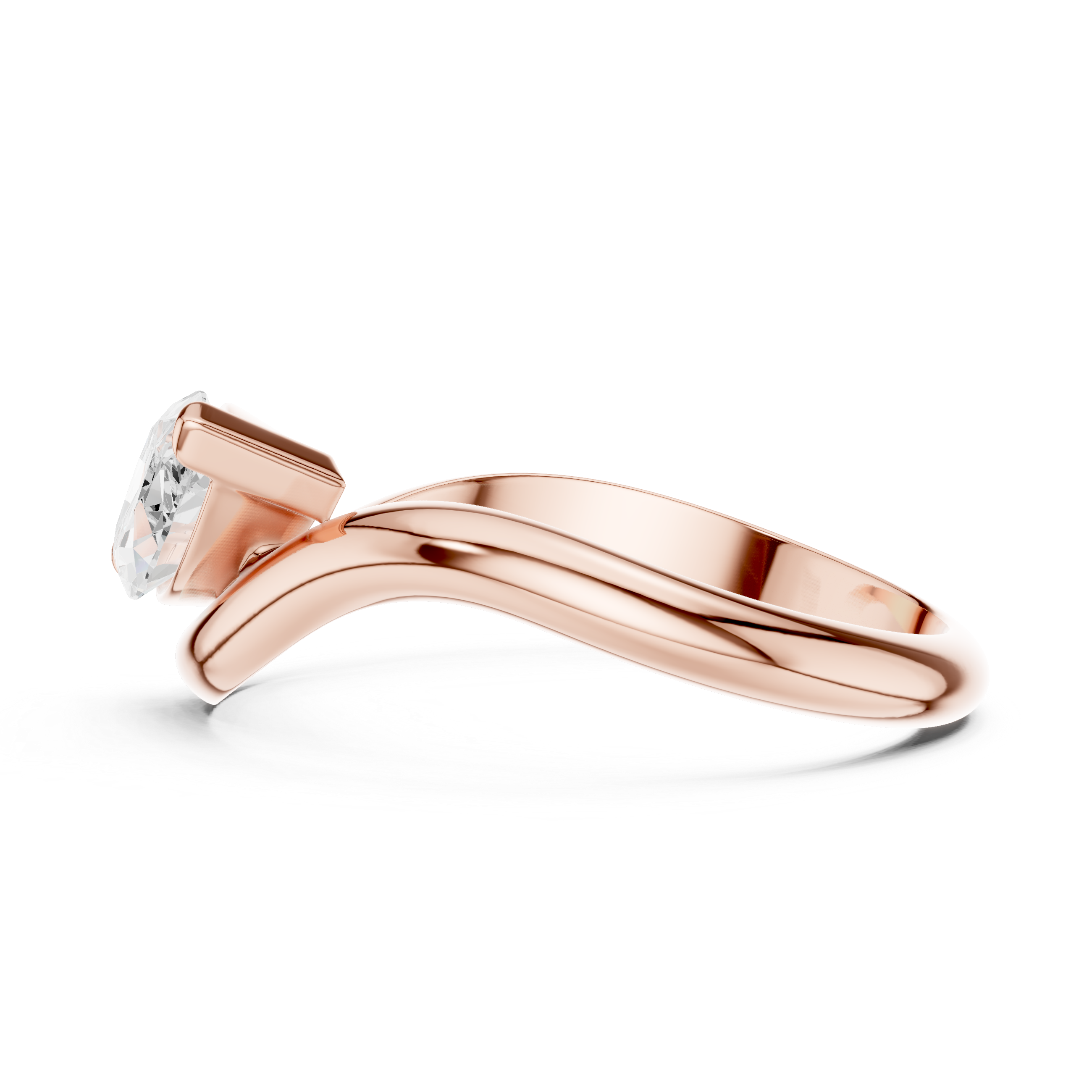 Marquise Diamond Bypass Ring – Modern Solitaire Statement Ring