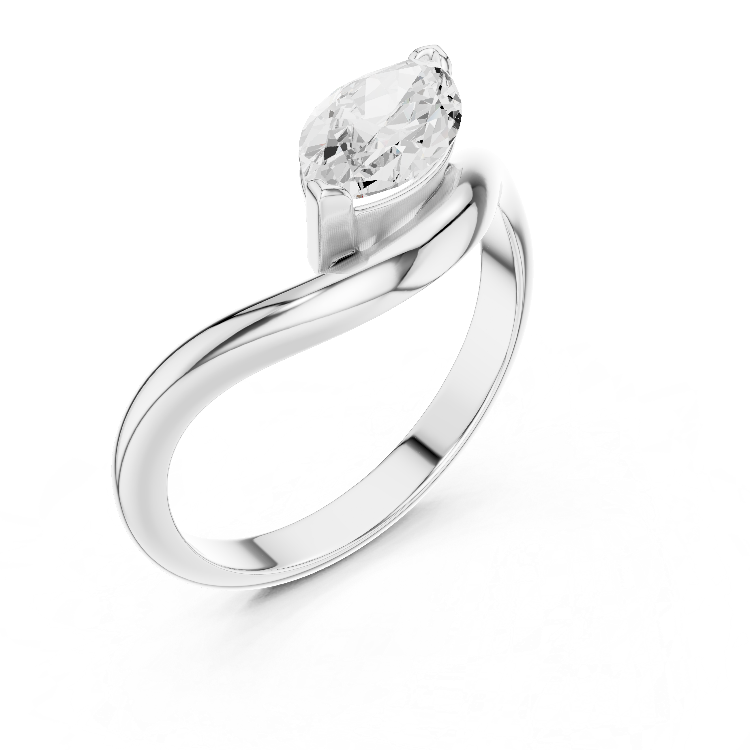 Marquise Diamond Bypass Ring – Modern Solitaire Statement Ring