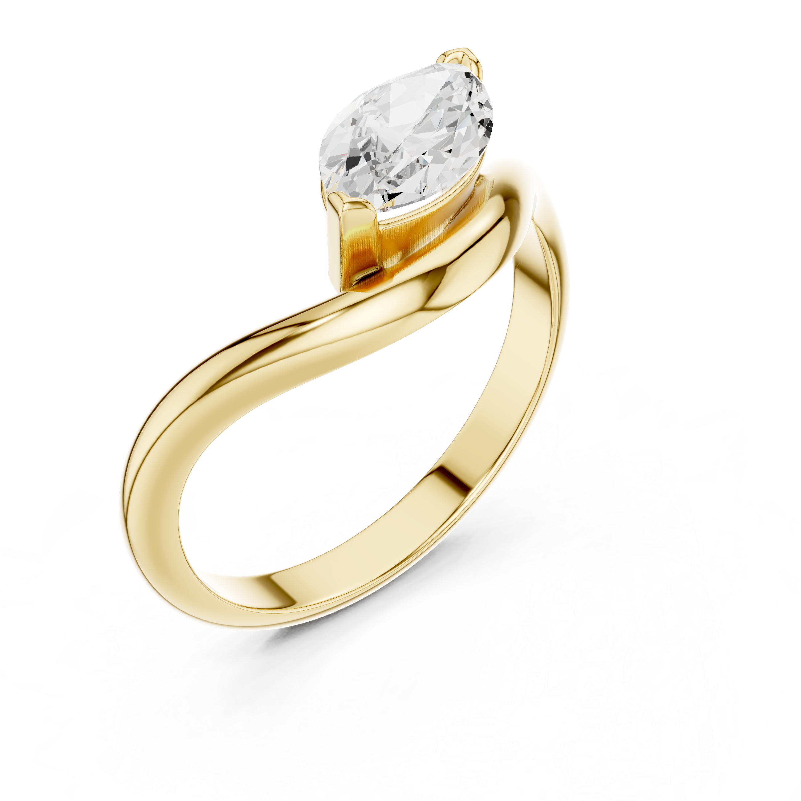 Marquise Diamond Bypass Ring – Modern Solitaire Statement Ring