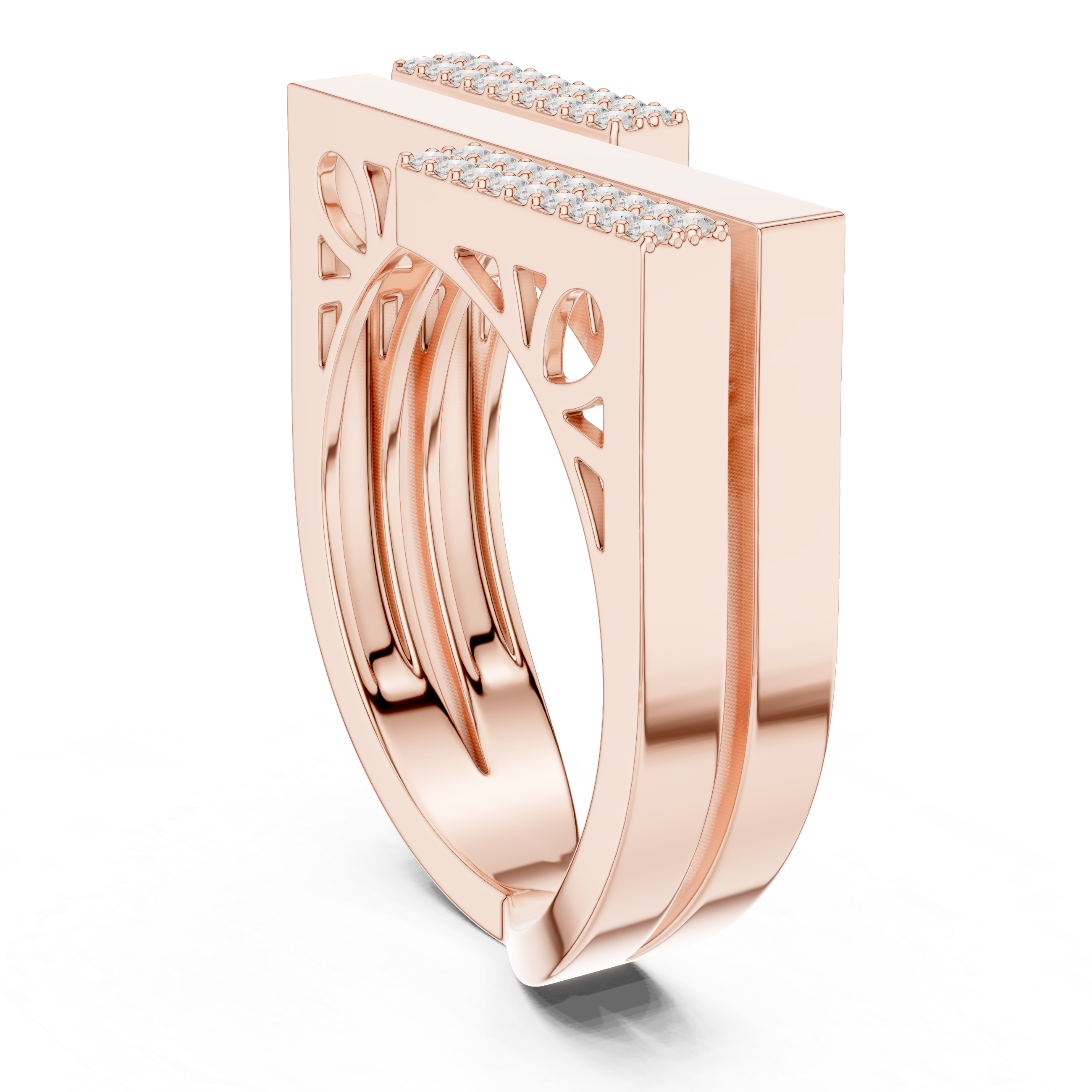 Modern Parallel Bar Diamond Ring – Open Geometric Pave Statement Ring
