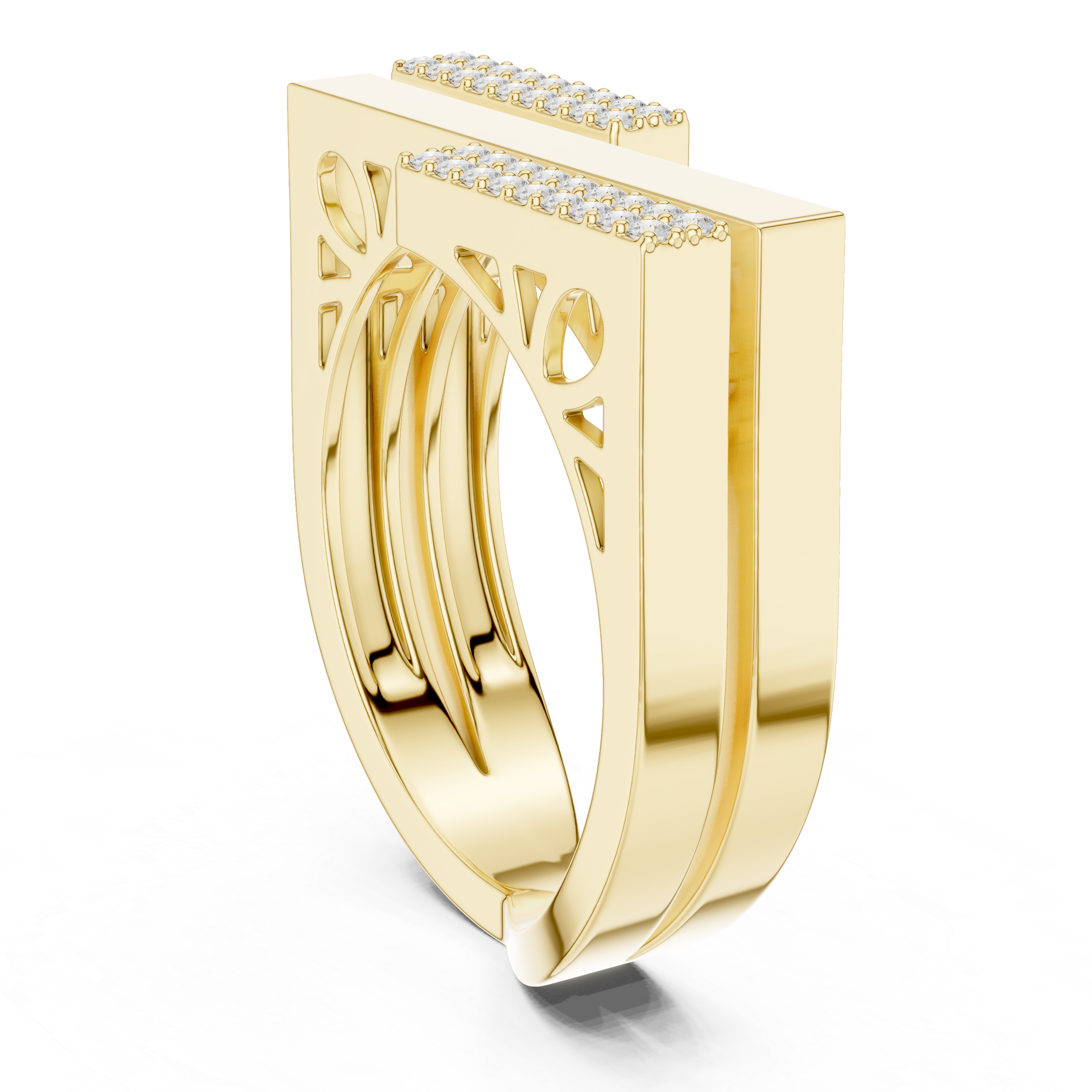 Modern Parallel Bar Diamond Ring – Open Geometric Pave Statement Ring