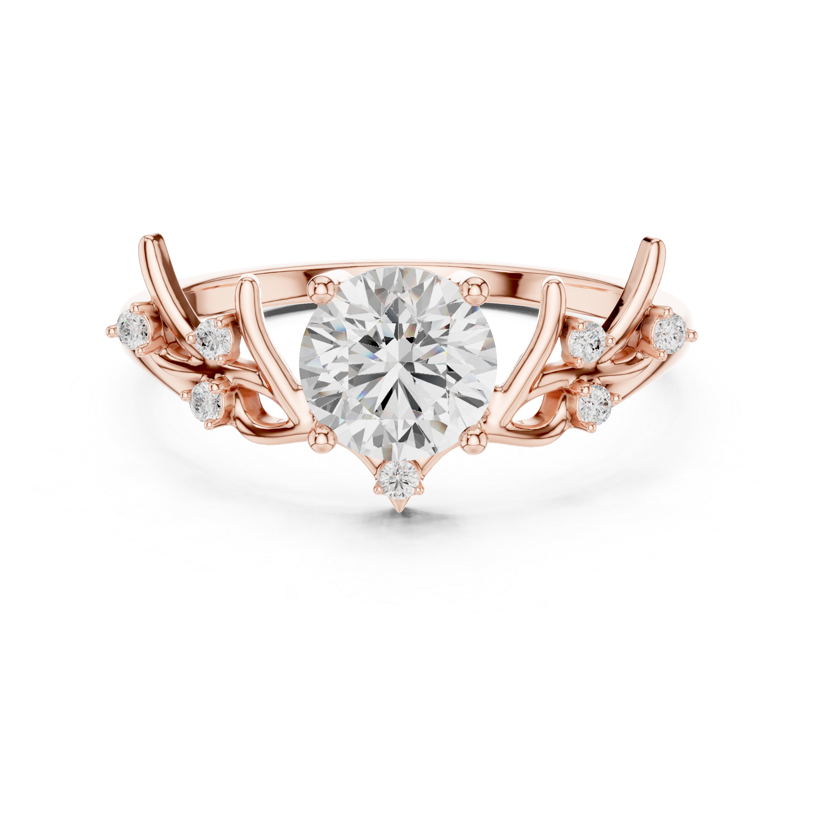 Nature Inspired Pear Diamond Engagement Ring – Leaf & Branch Style Solitaire Ring