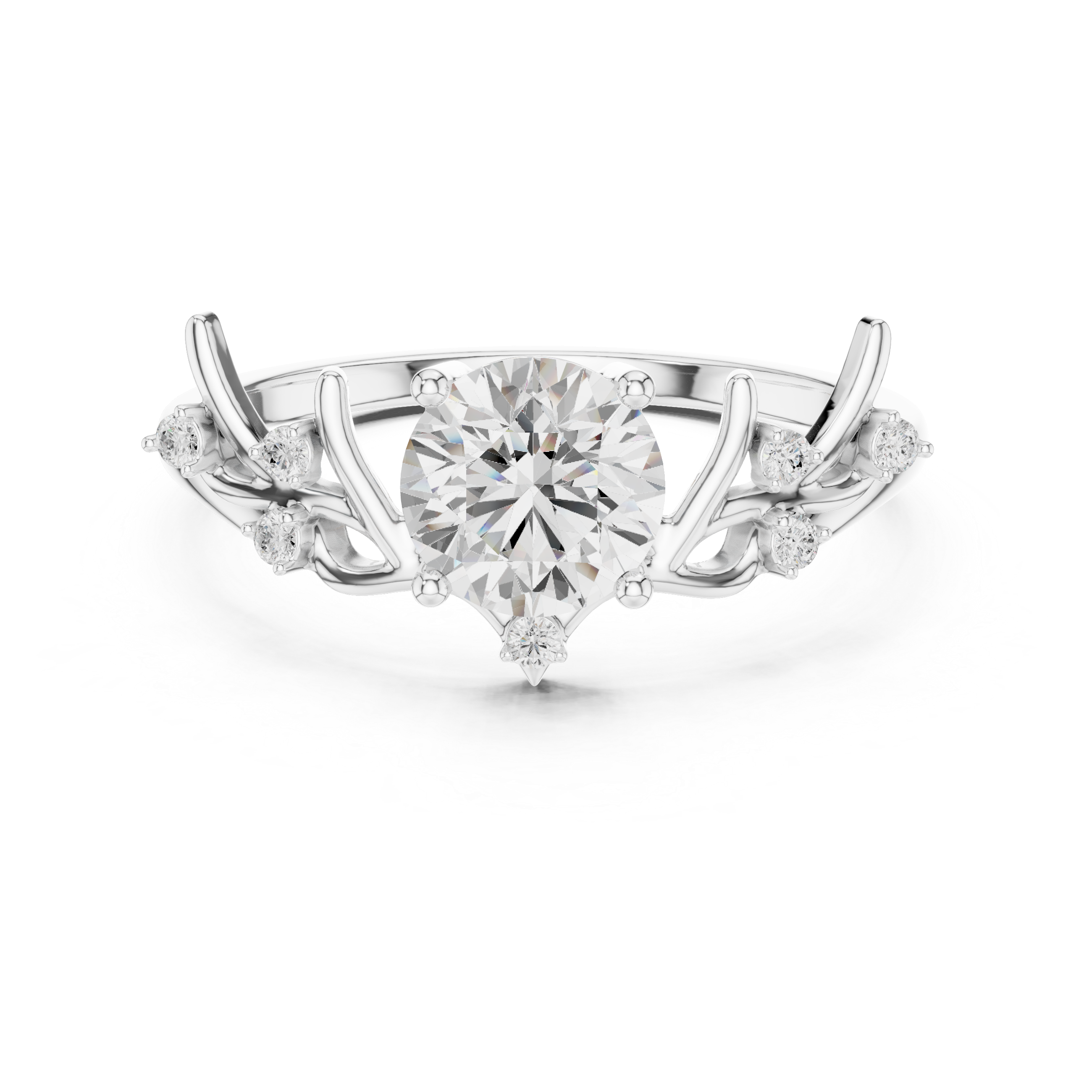 Nature Inspired Pear Diamond Engagement Ring – Leaf & Branch Style Solitaire Ring