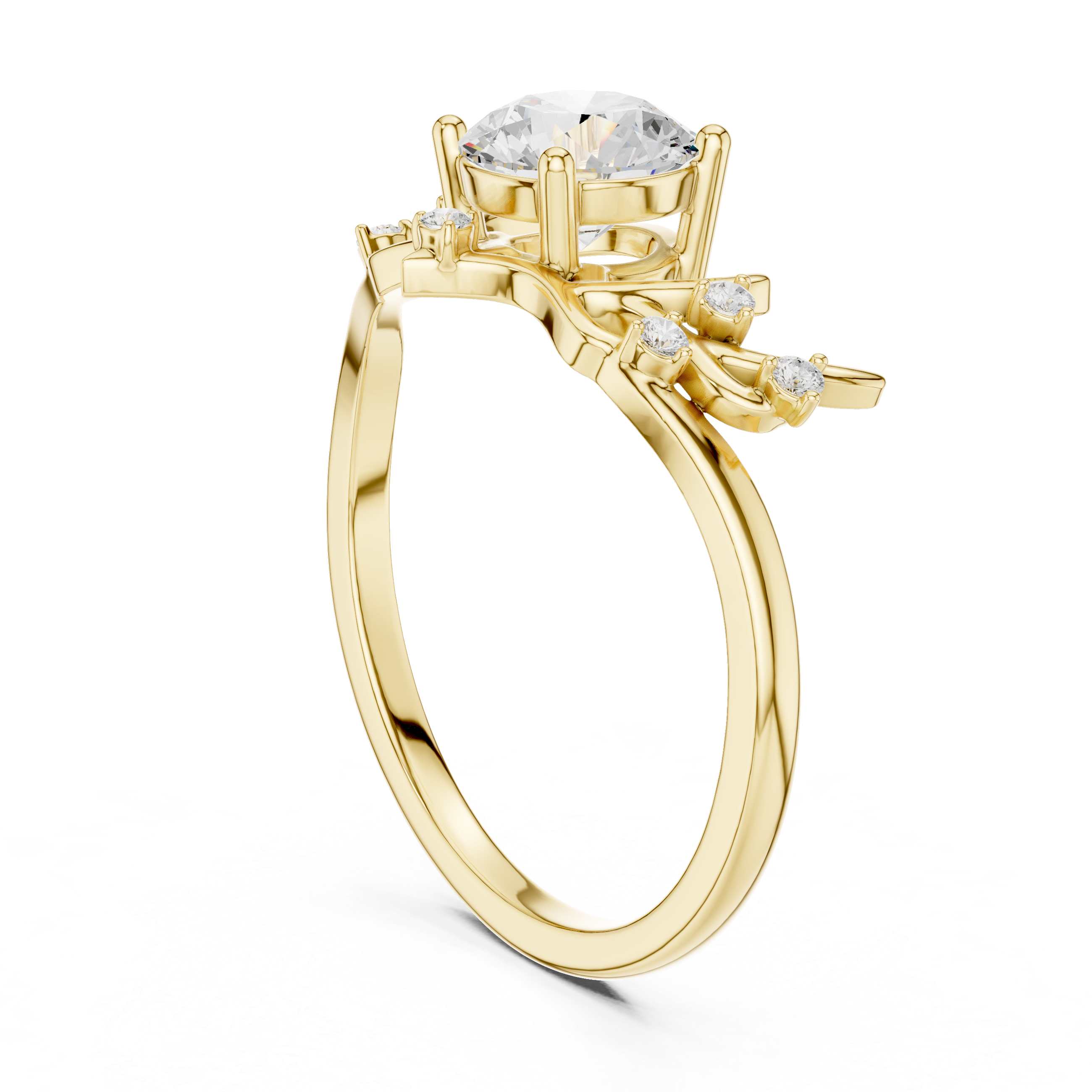 Nature Inspired Pear Diamond Engagement Ring – Leaf & Branch Style Solitaire Ring
