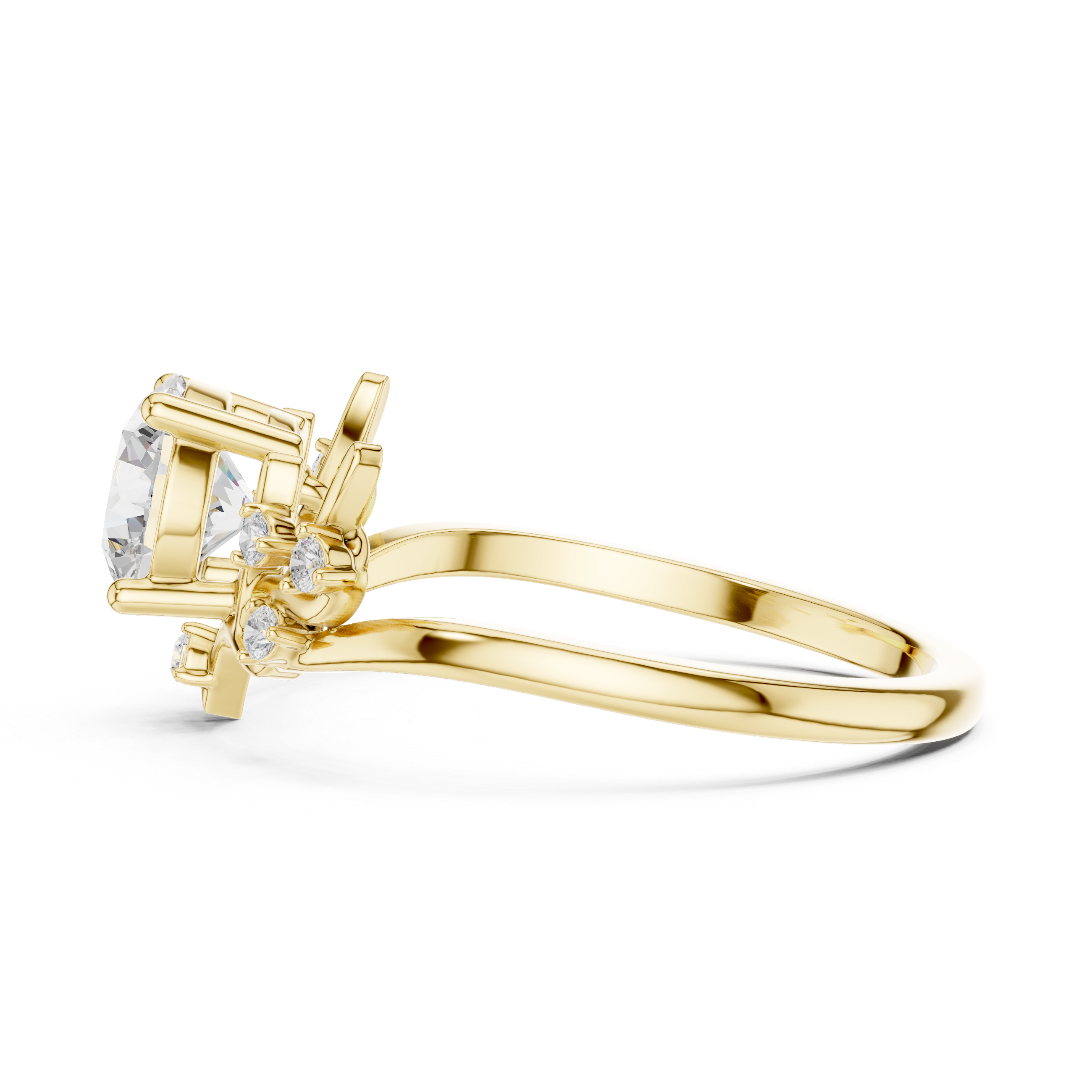Nature Inspired Pear Diamond Engagement Ring – Leaf & Branch Style Solitaire Ring