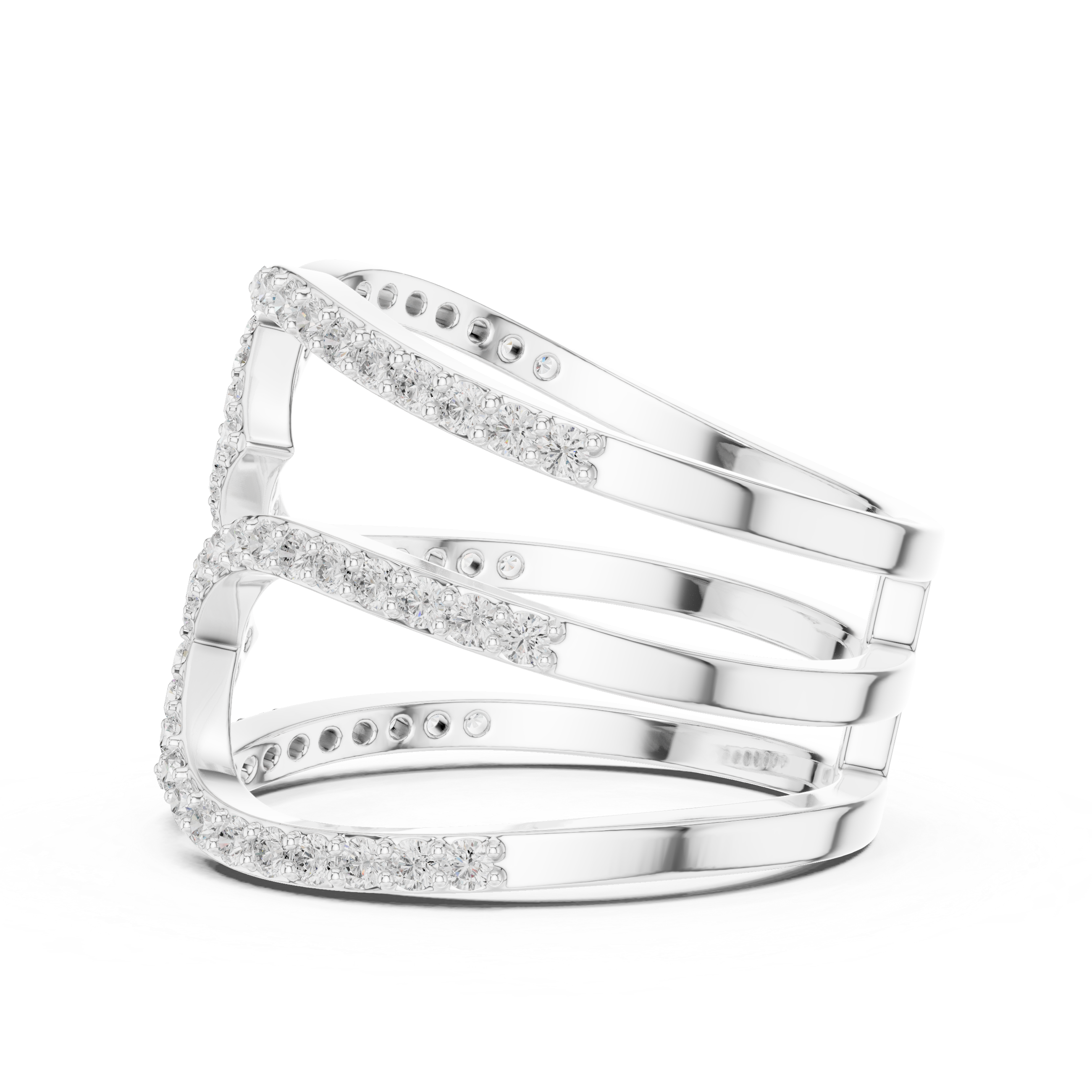 Pavé Diamond Criss Cross Multi-Band Ring – Modern Crossover Statement Ring