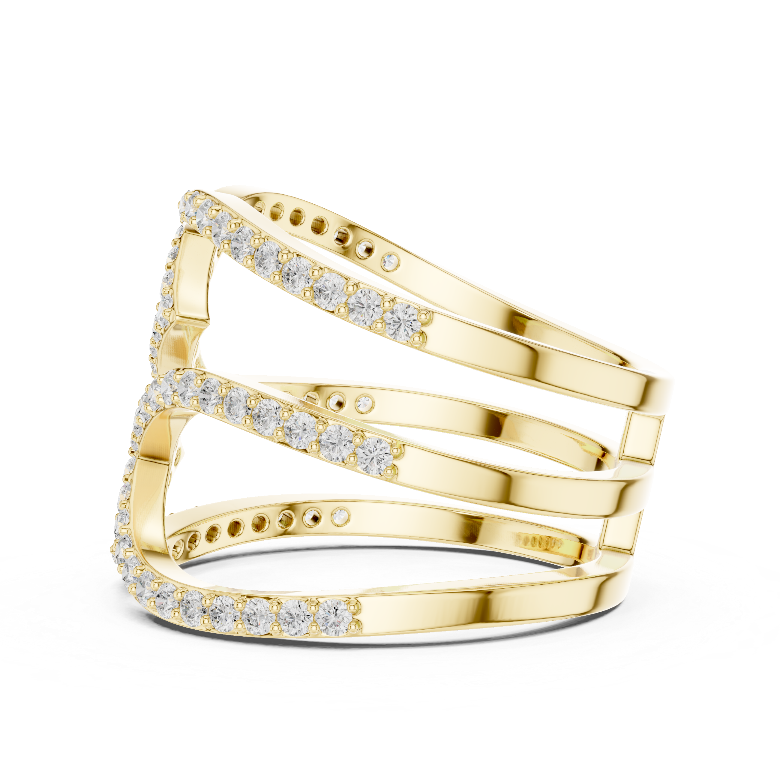 Pavé Diamond Criss Cross Multi-Band Ring – Modern Crossover Statement Ring