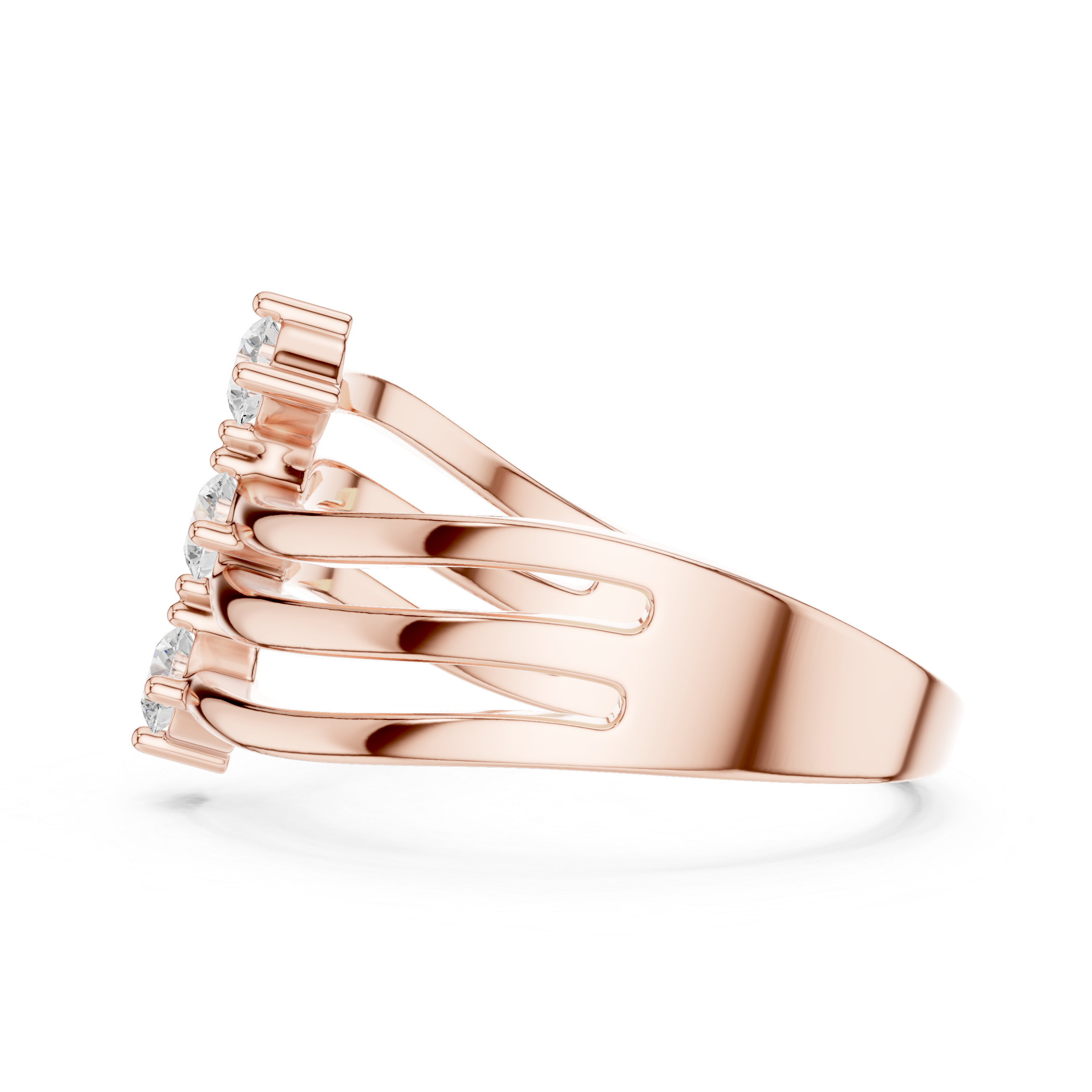 Triple Round Diamond Multi-Band Crossover Ring