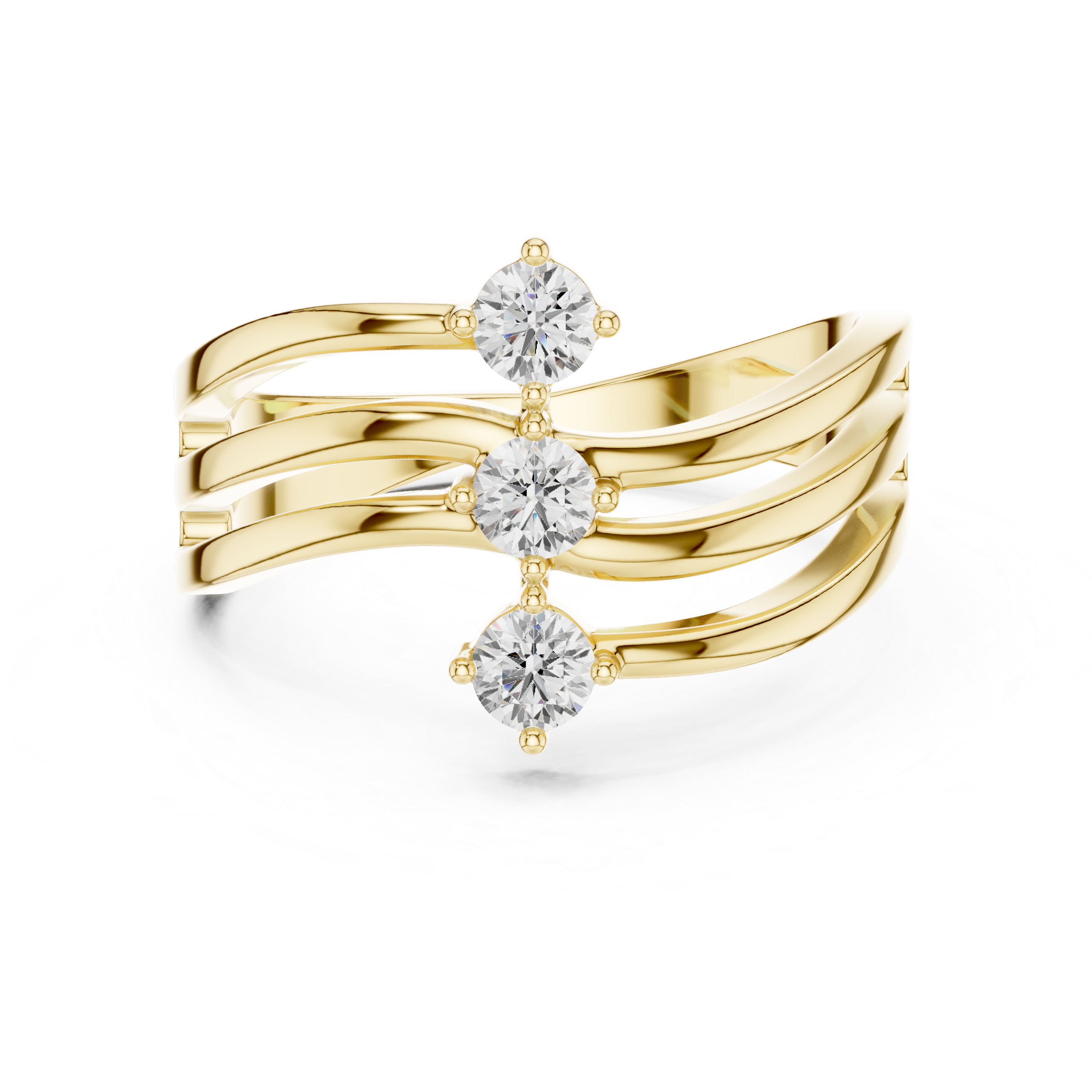 Triple Round Diamond Multi-Band Crossover Ring