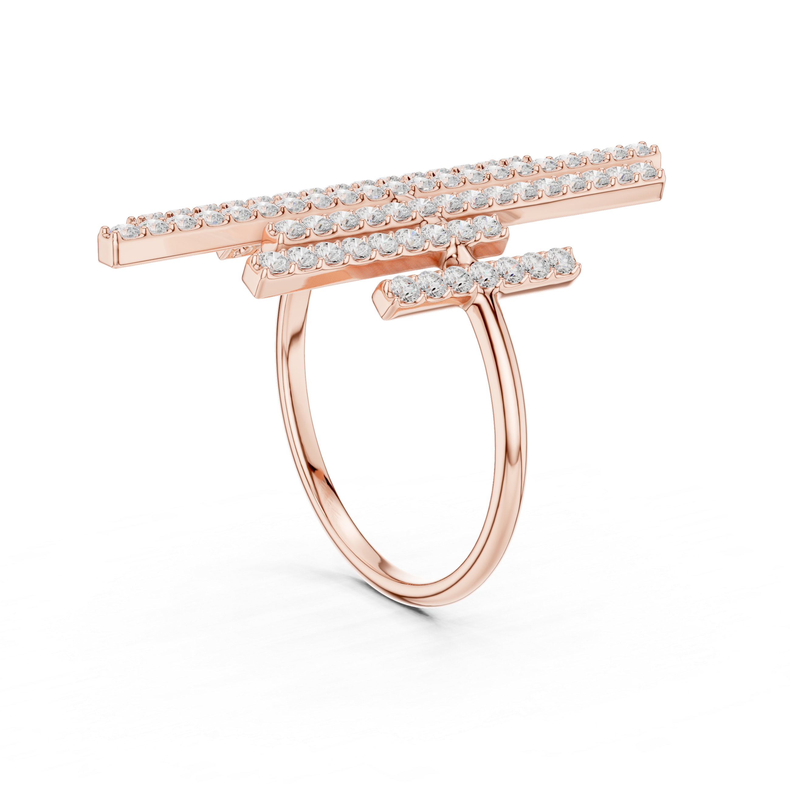 Modern Diamond Bar Cluster Statement Ring