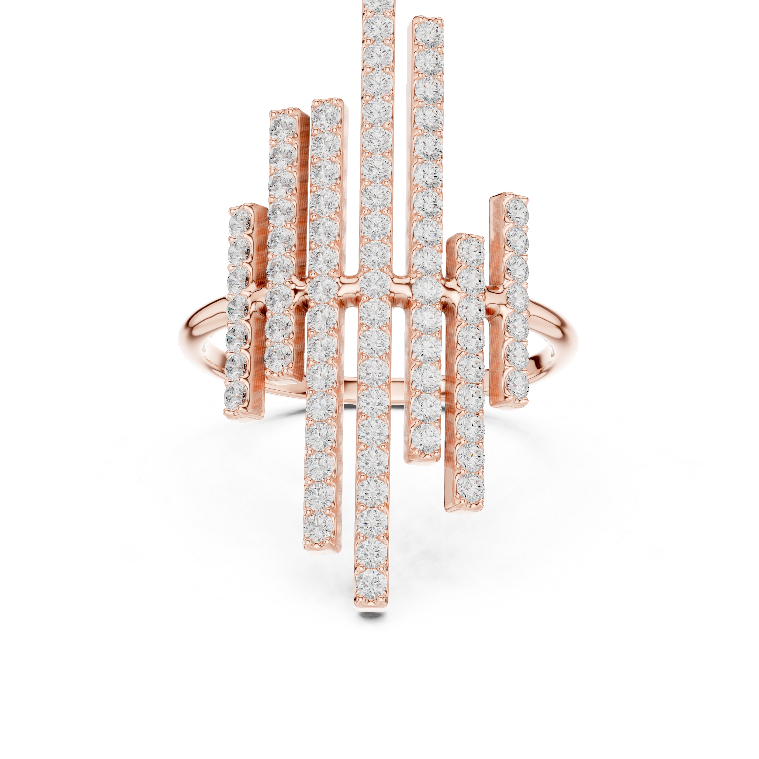 Modern Diamond Bar Cluster Statement Ring