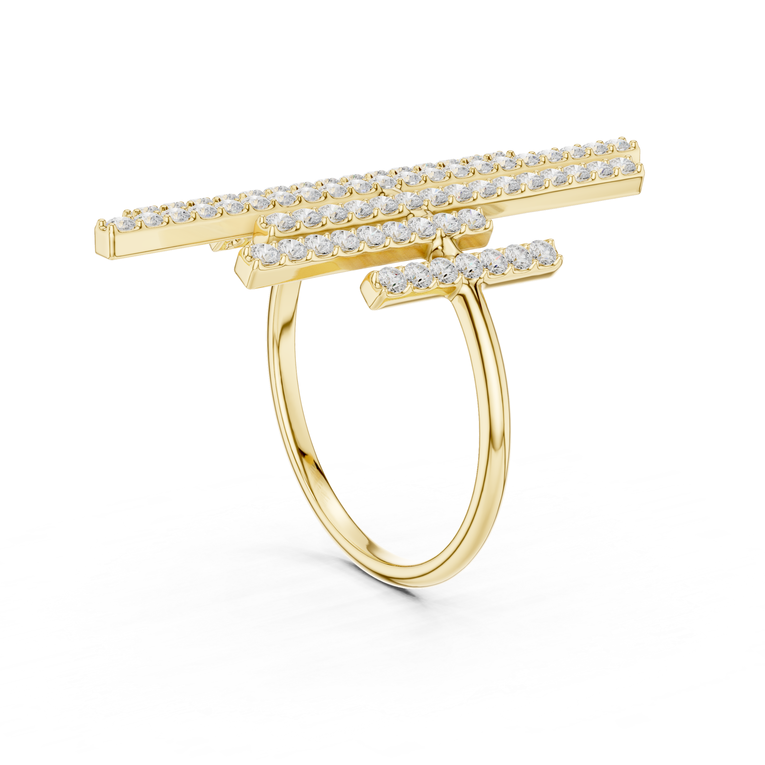 Modern Diamond Bar Cluster Statement Ring