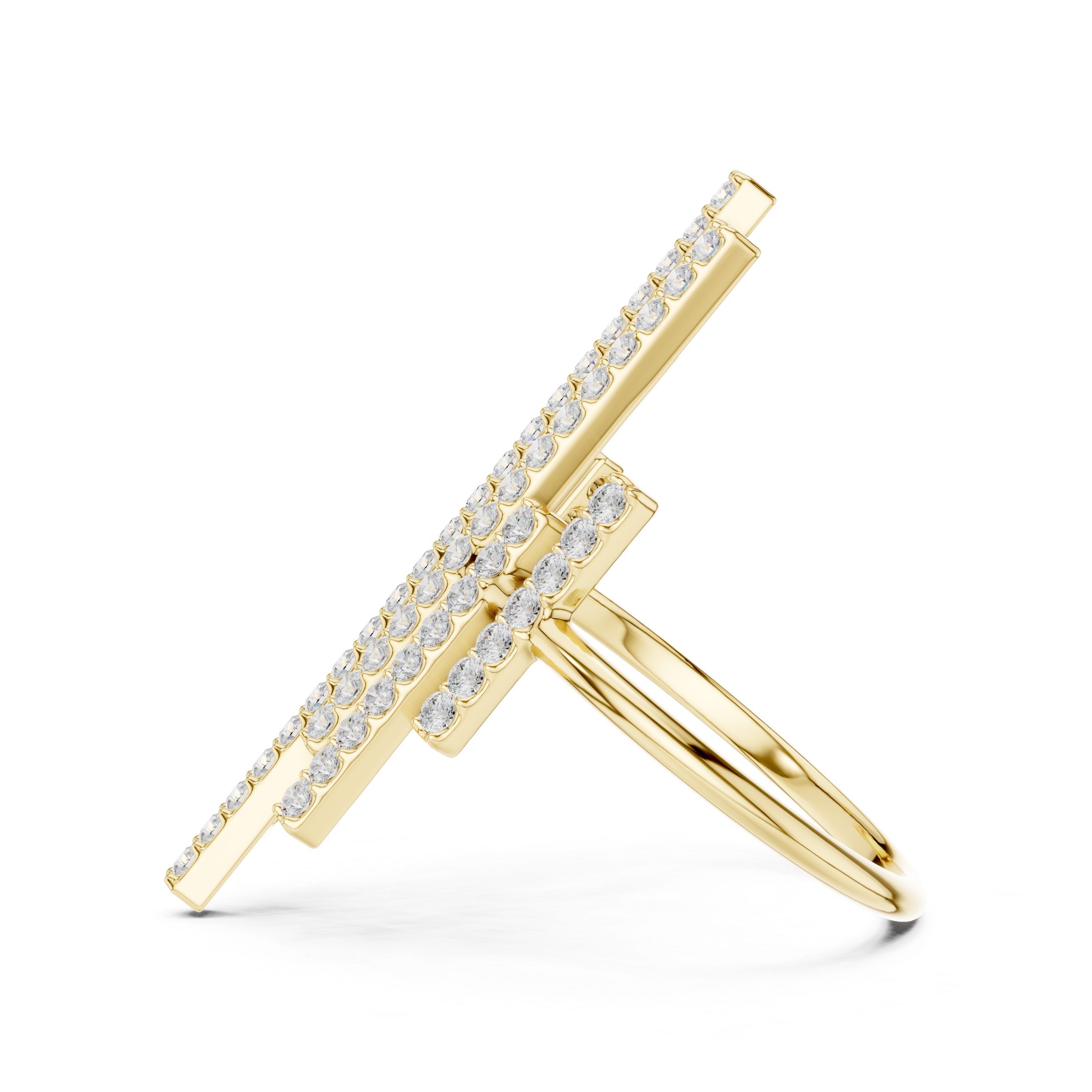 Modern Diamond Bar Cluster Statement Ring