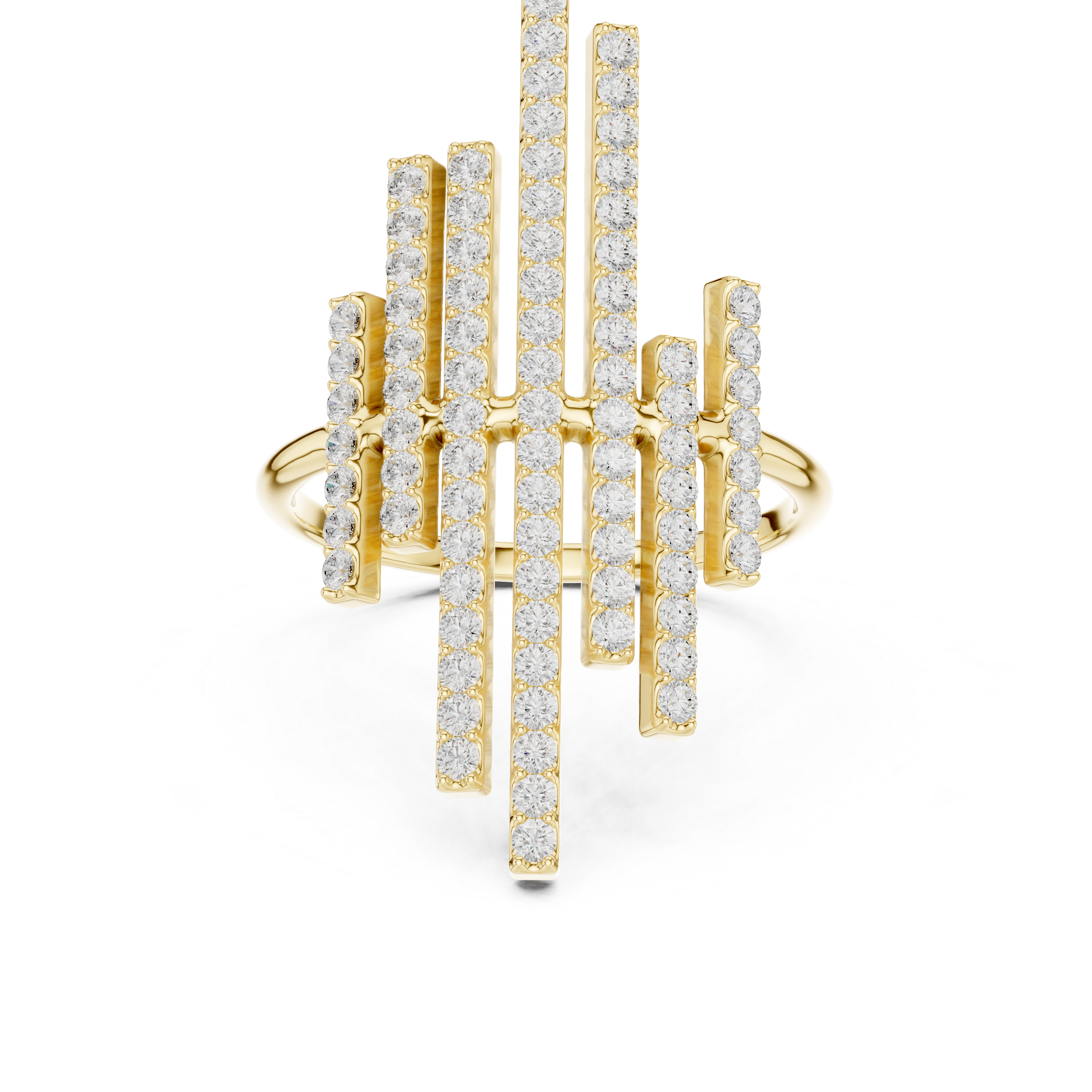 Modern Diamond Bar Cluster Statement Ring