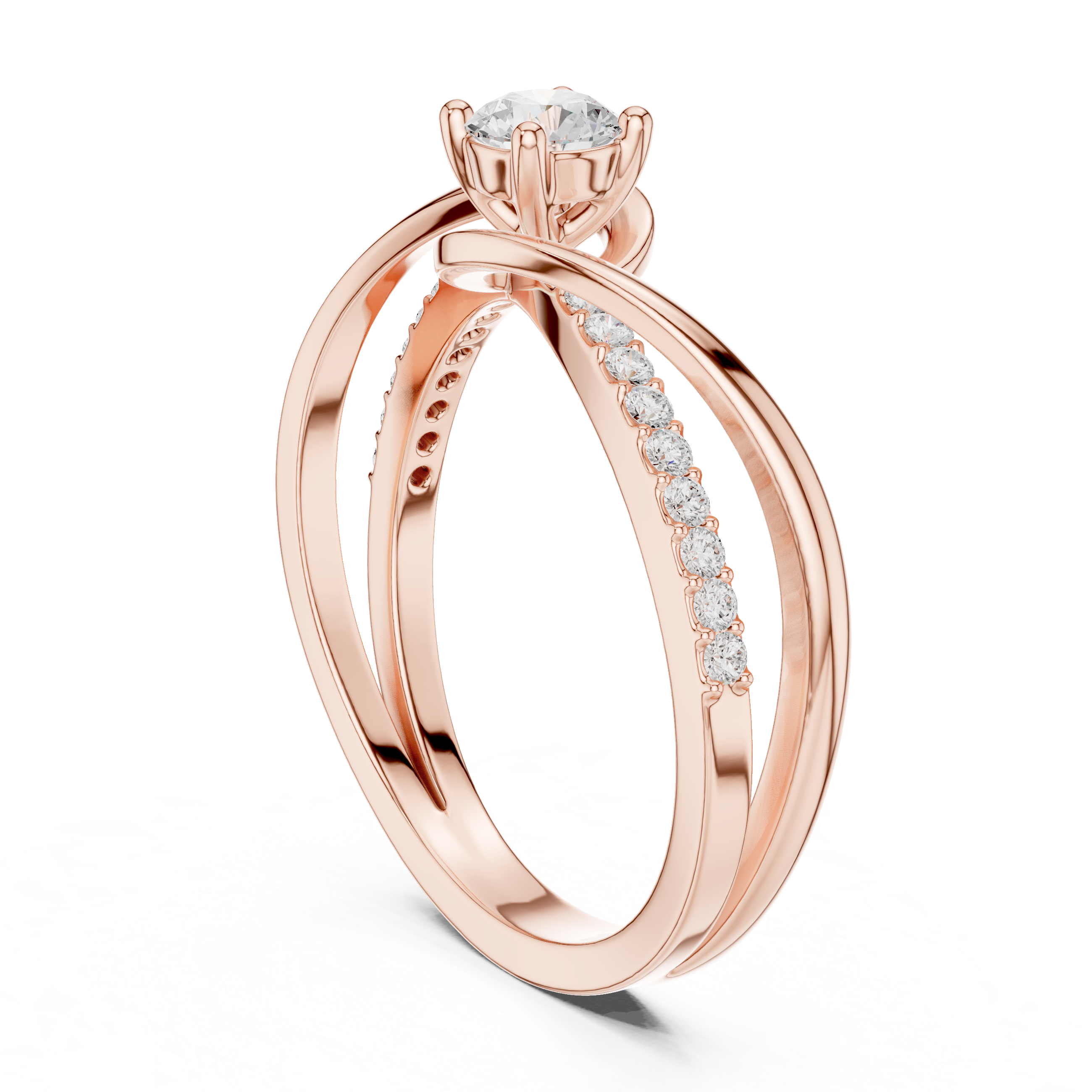 Twisted Diamond Solitaire Bypass Ring