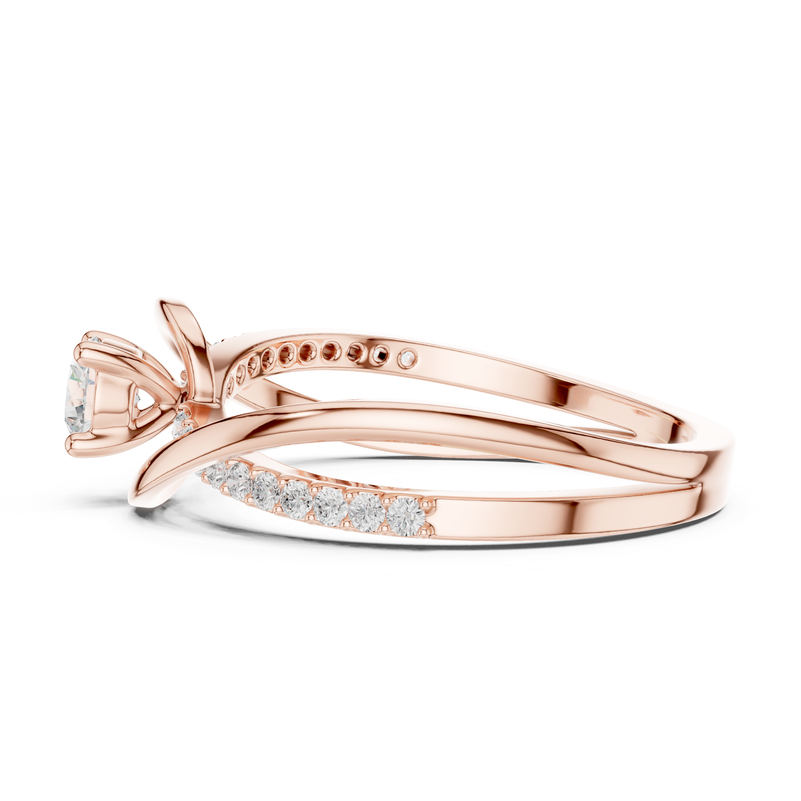 Twisted Diamond Solitaire Bypass Ring