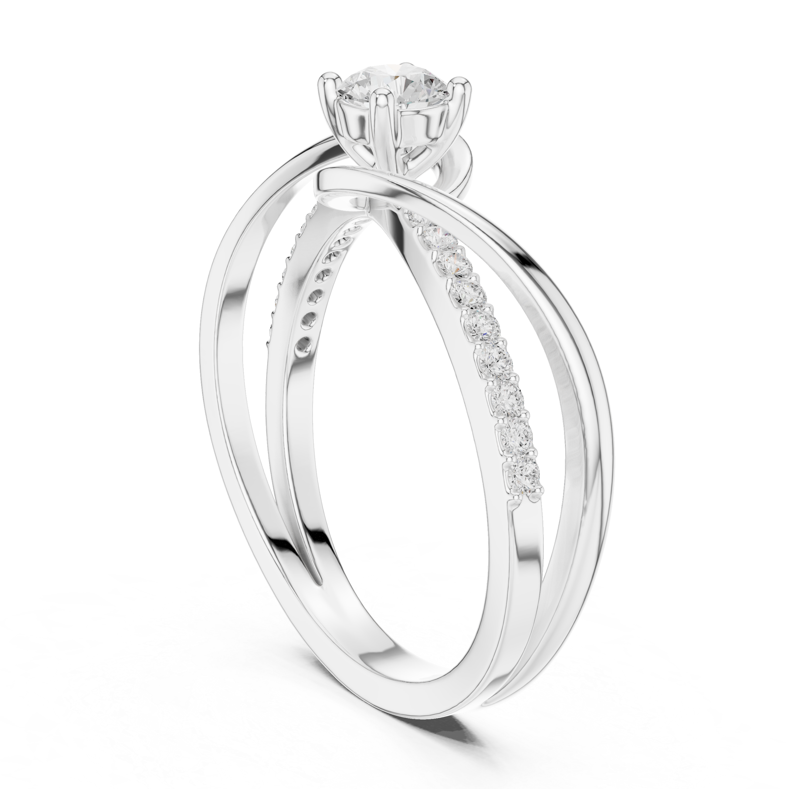Twisted Diamond Solitaire Bypass Ring