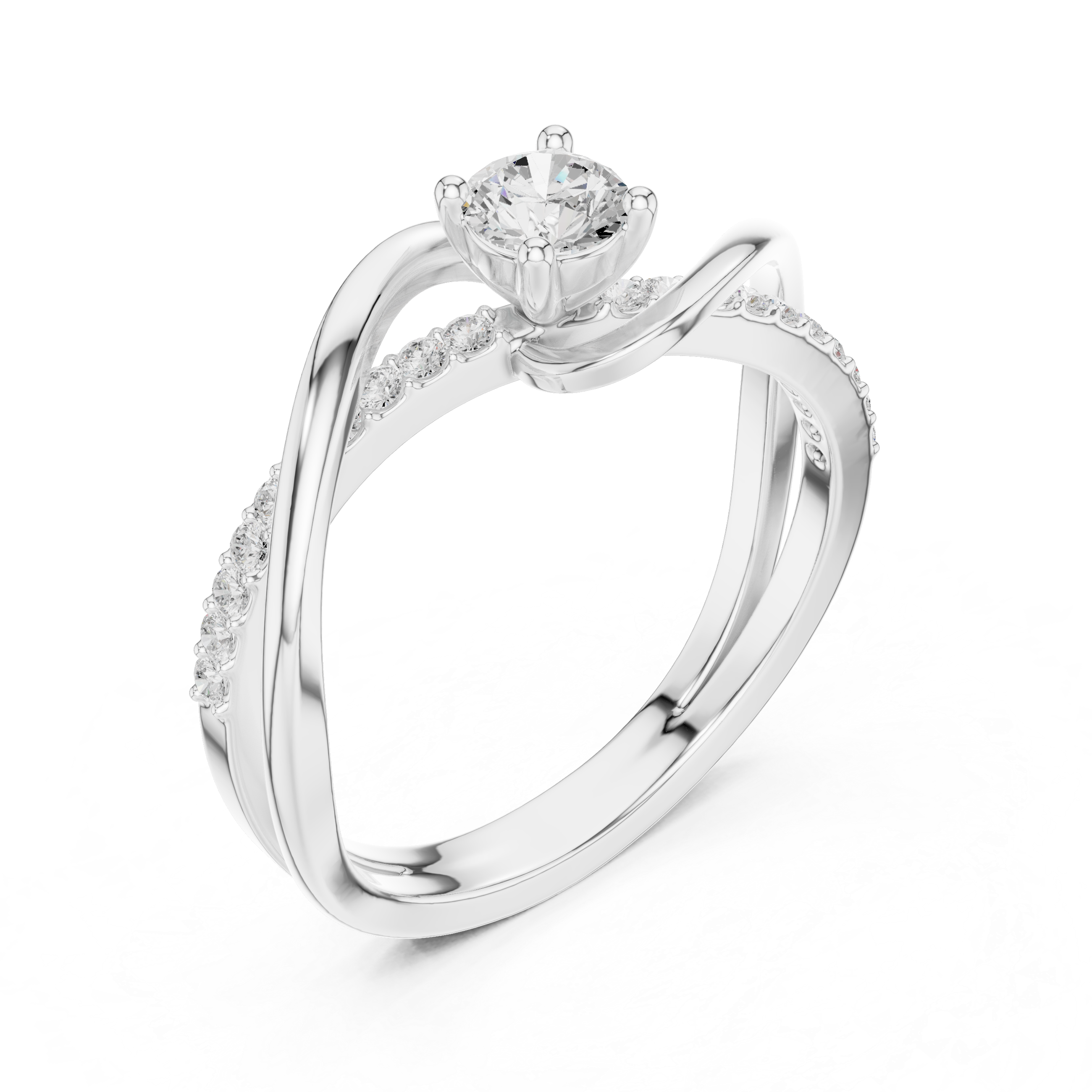 Twisted Diamond Solitaire Bypass Ring