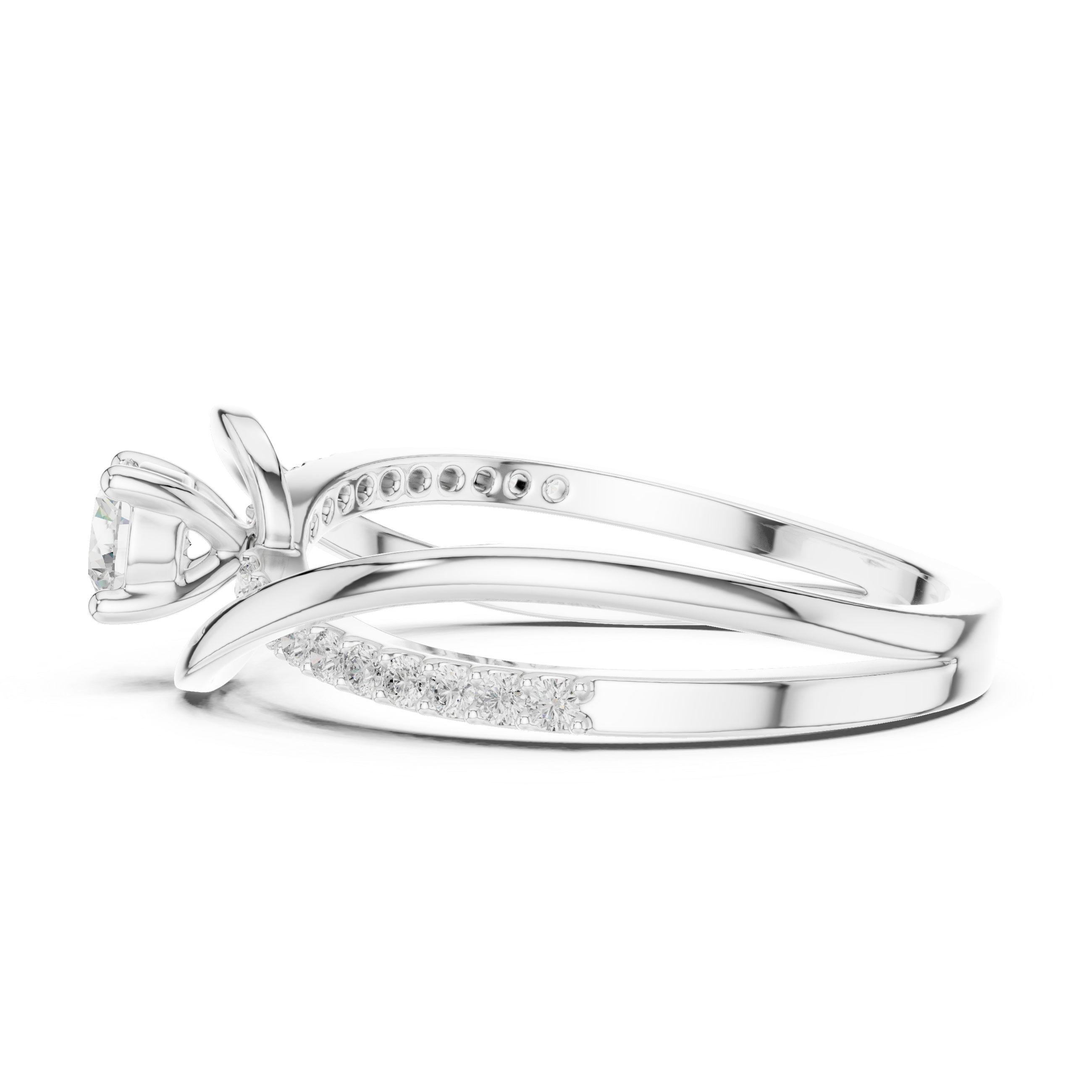 Twisted Diamond Solitaire Bypass Ring