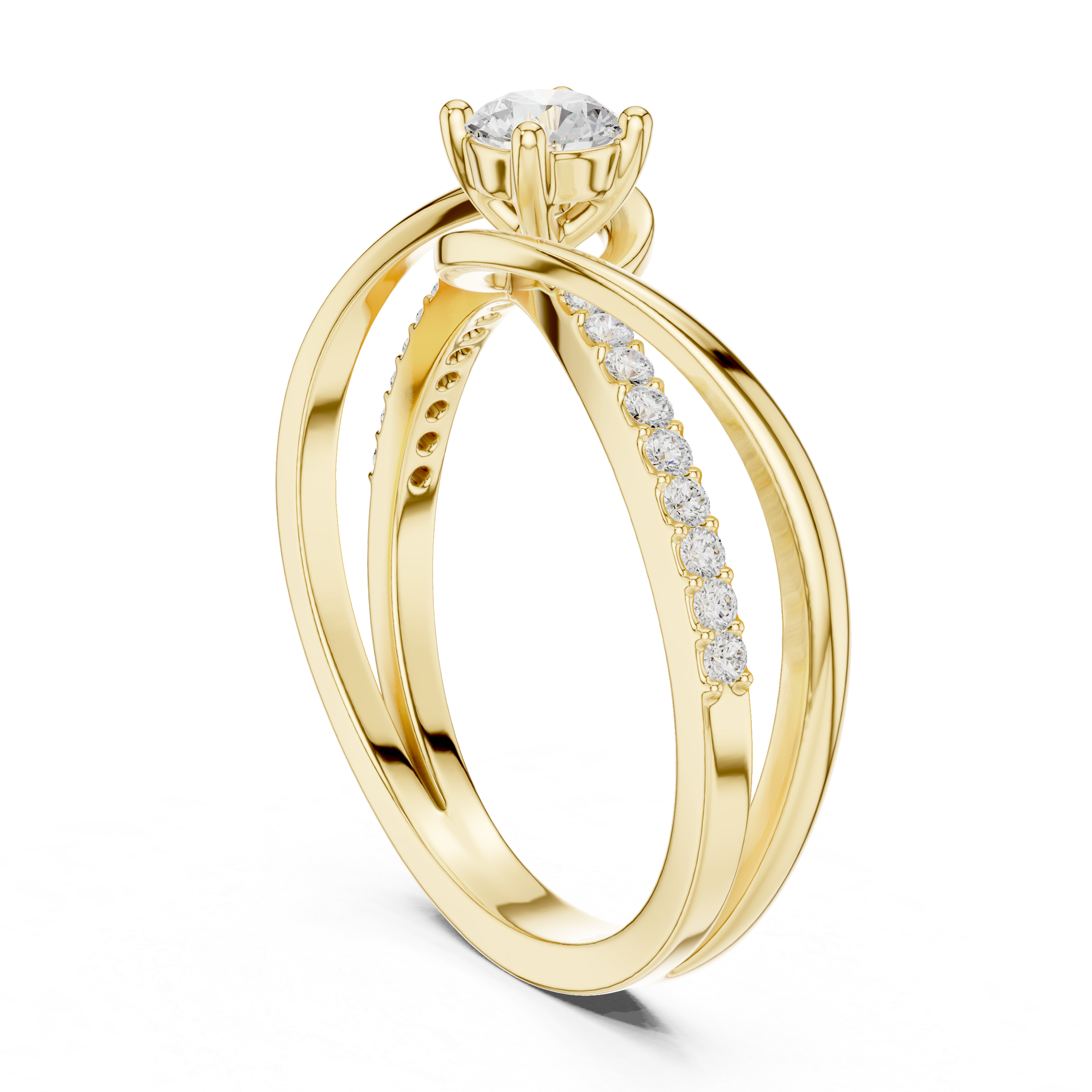Twisted Diamond Solitaire Bypass Ring