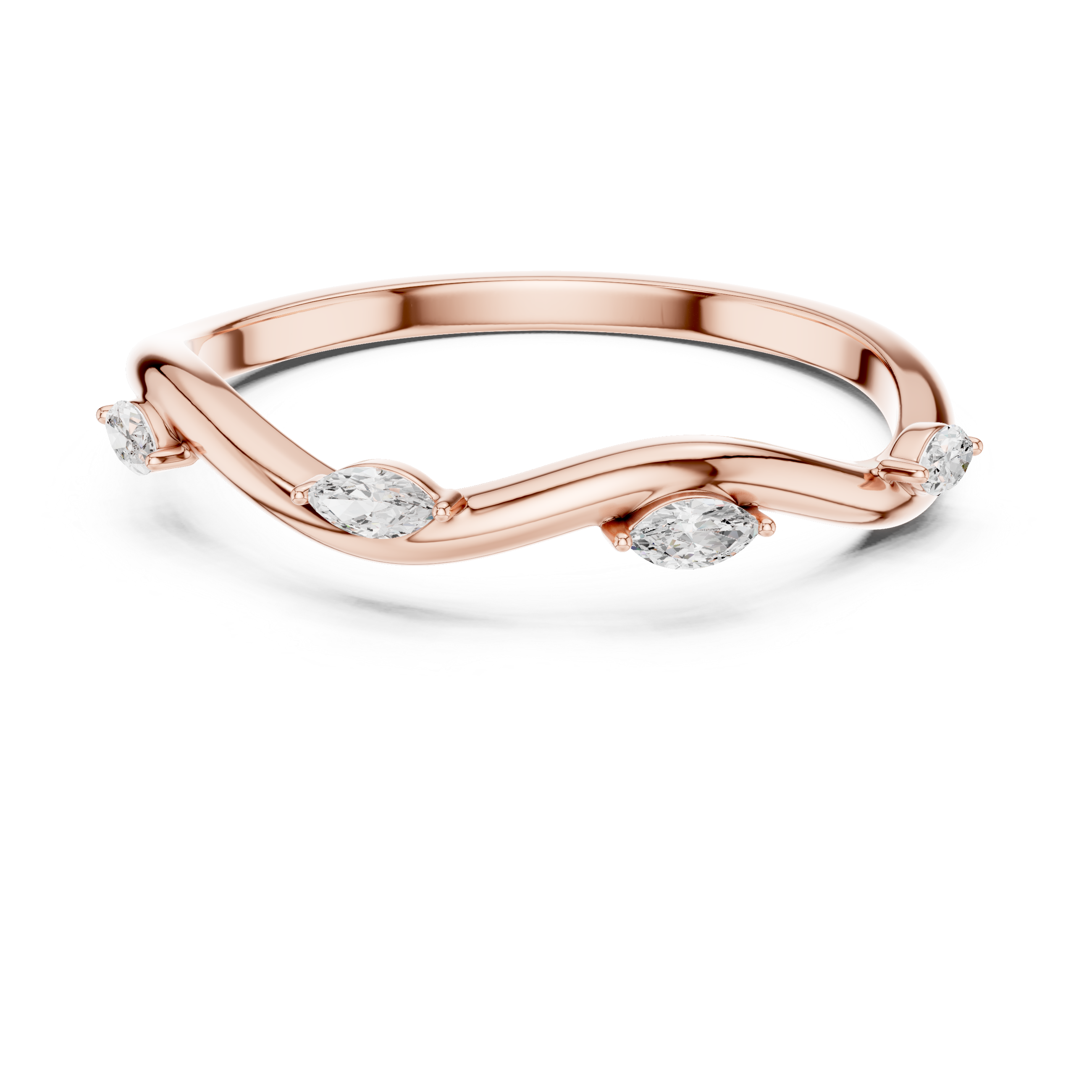 Marquise Diamond Twist Ring – Minimalist Infinity Band with Floating Marquise Stones