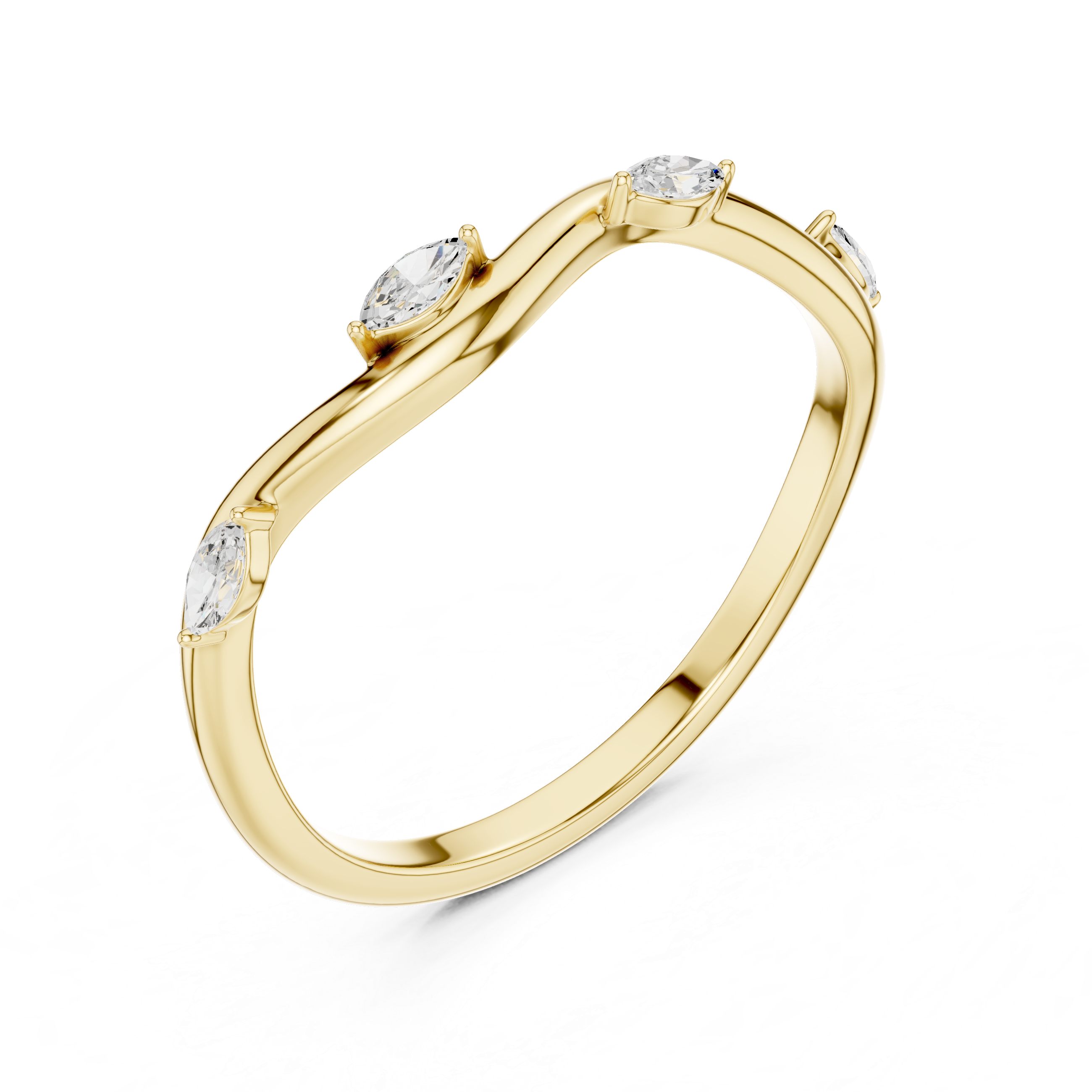 Marquise Diamond Twist Ring – Minimalist Infinity Band with Floating Marquise Stones
