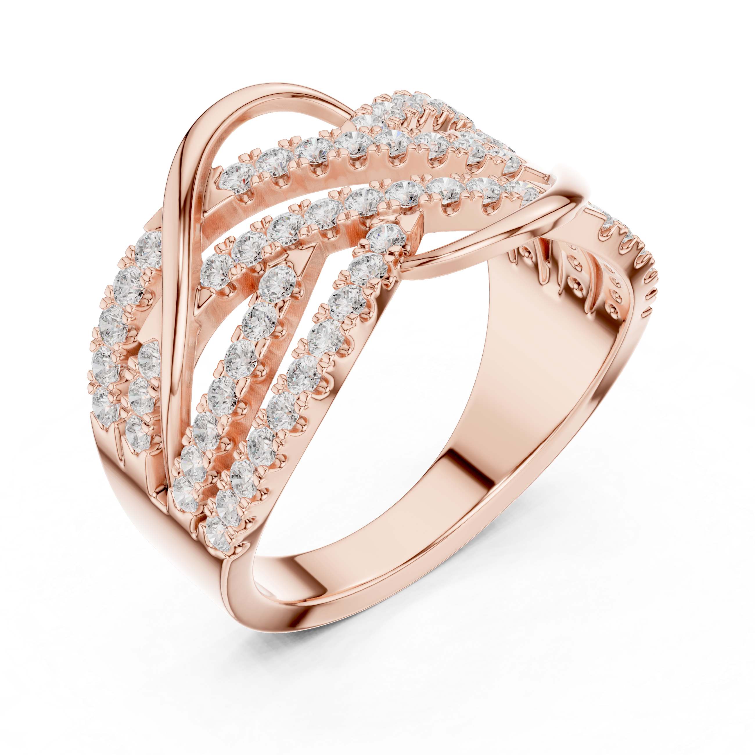 Infinity Crisscross Diamond Wide Band Ring