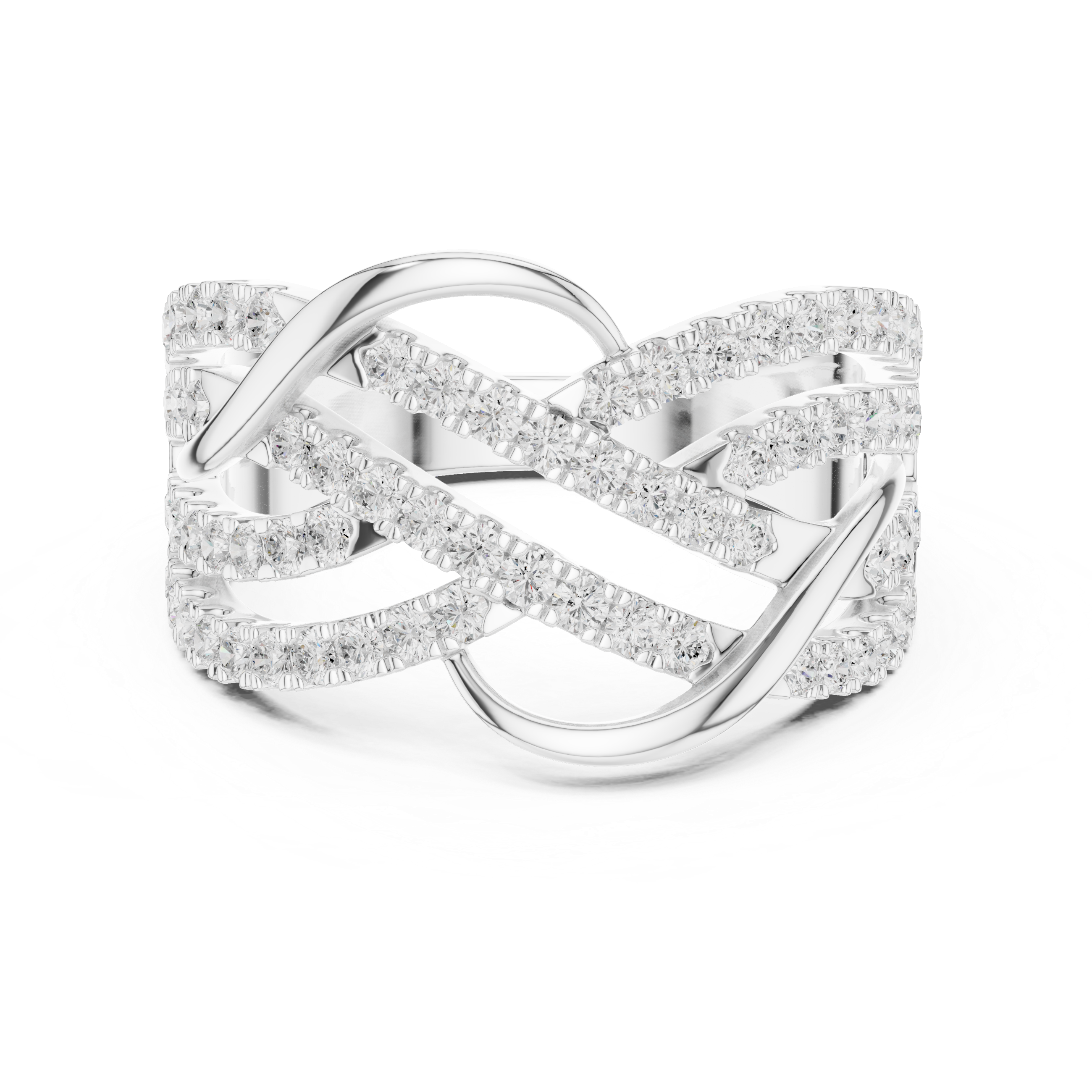 Infinity Crisscross Diamond Wide Band Ring