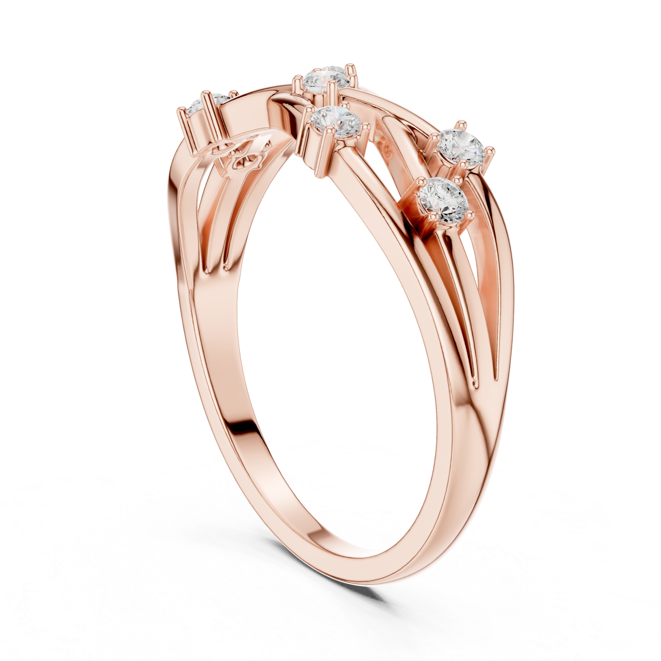 Seven Stone Crisscross Diamond Ring – Bezel Set Openwork Band
