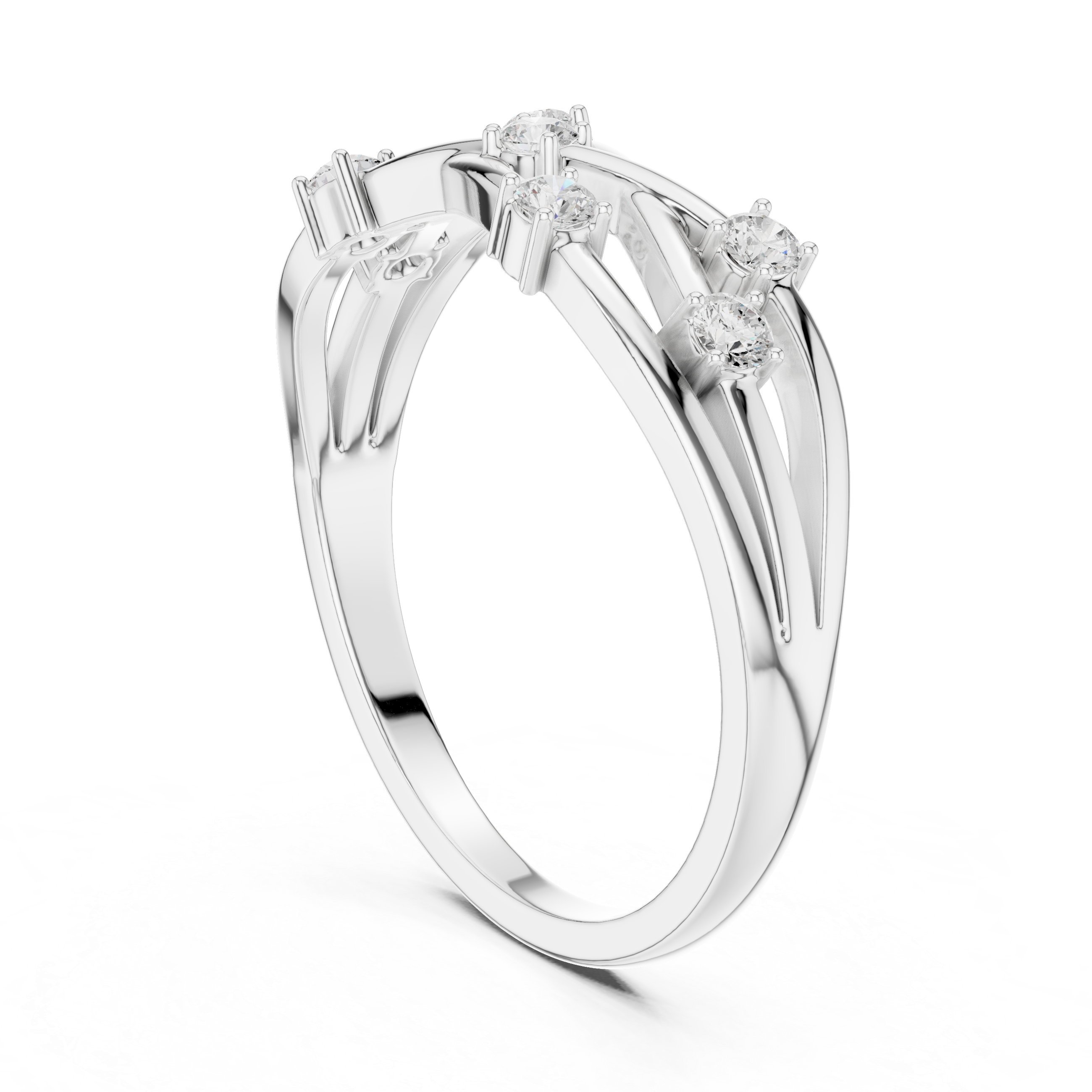 Seven Stone Crisscross Diamond Ring – Bezel Set Openwork Band