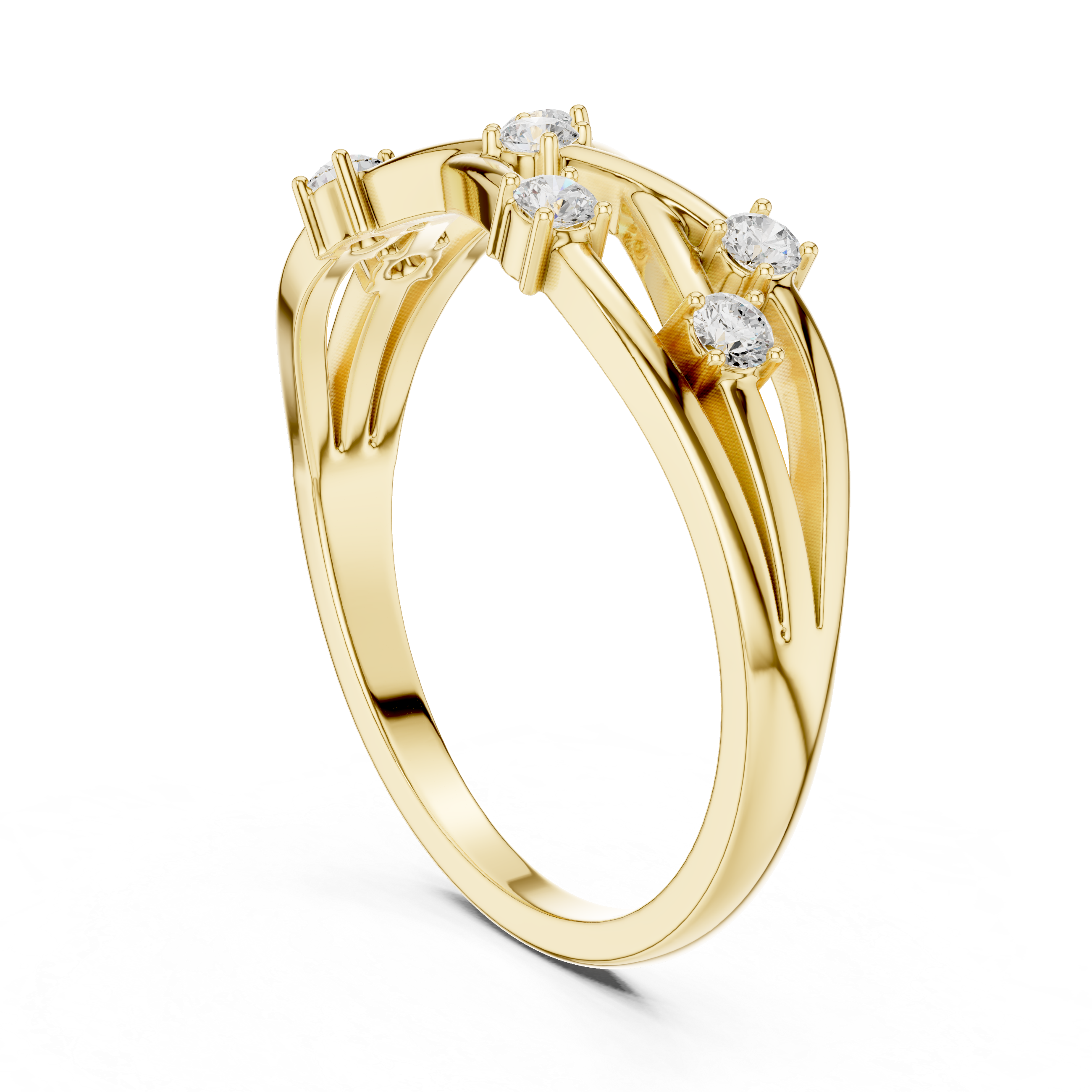 Seven Stone Crisscross Diamond Ring – Bezel Set Openwork Band