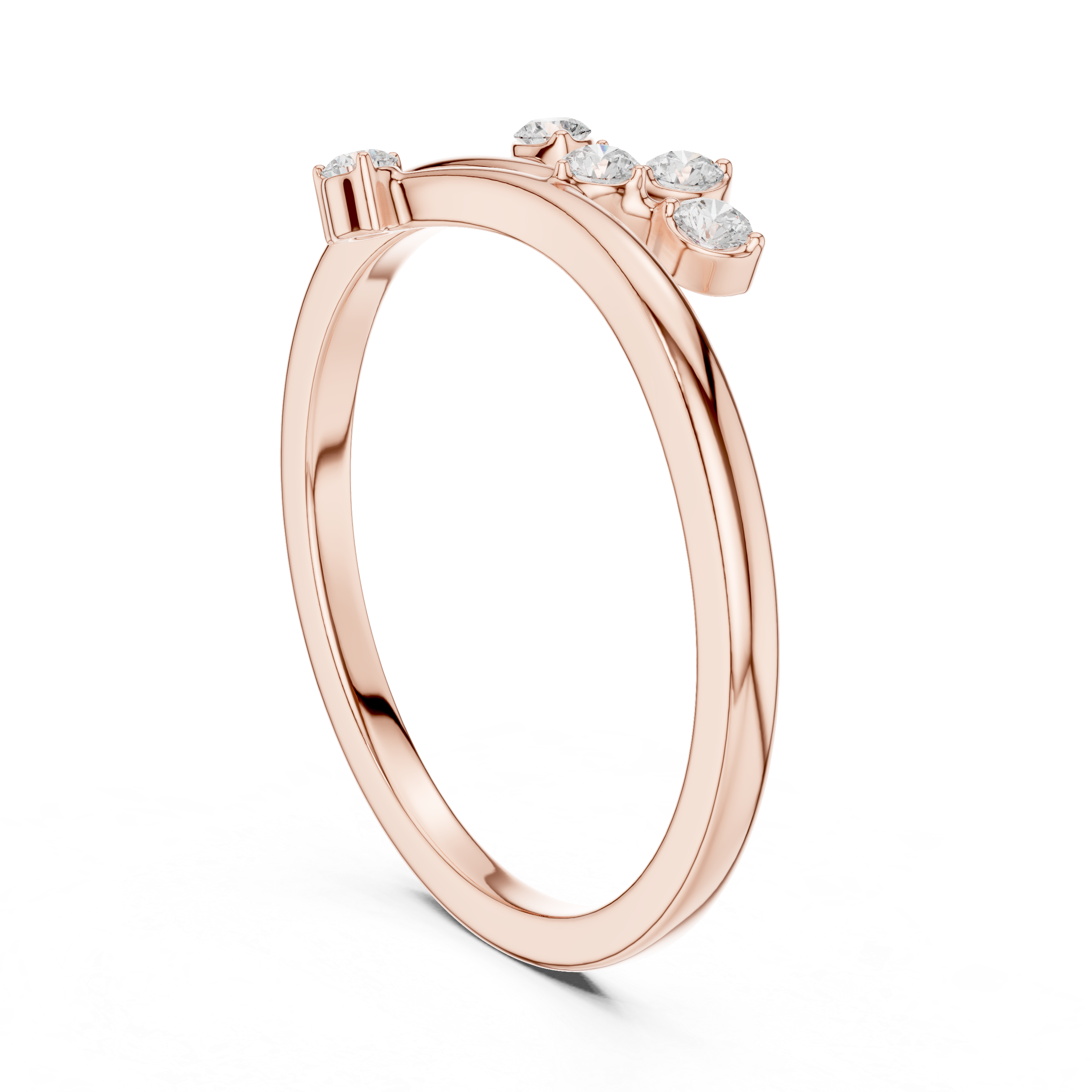 Nature Inspired Diamond Branch Ring – Five Stone Open Bypass Ring