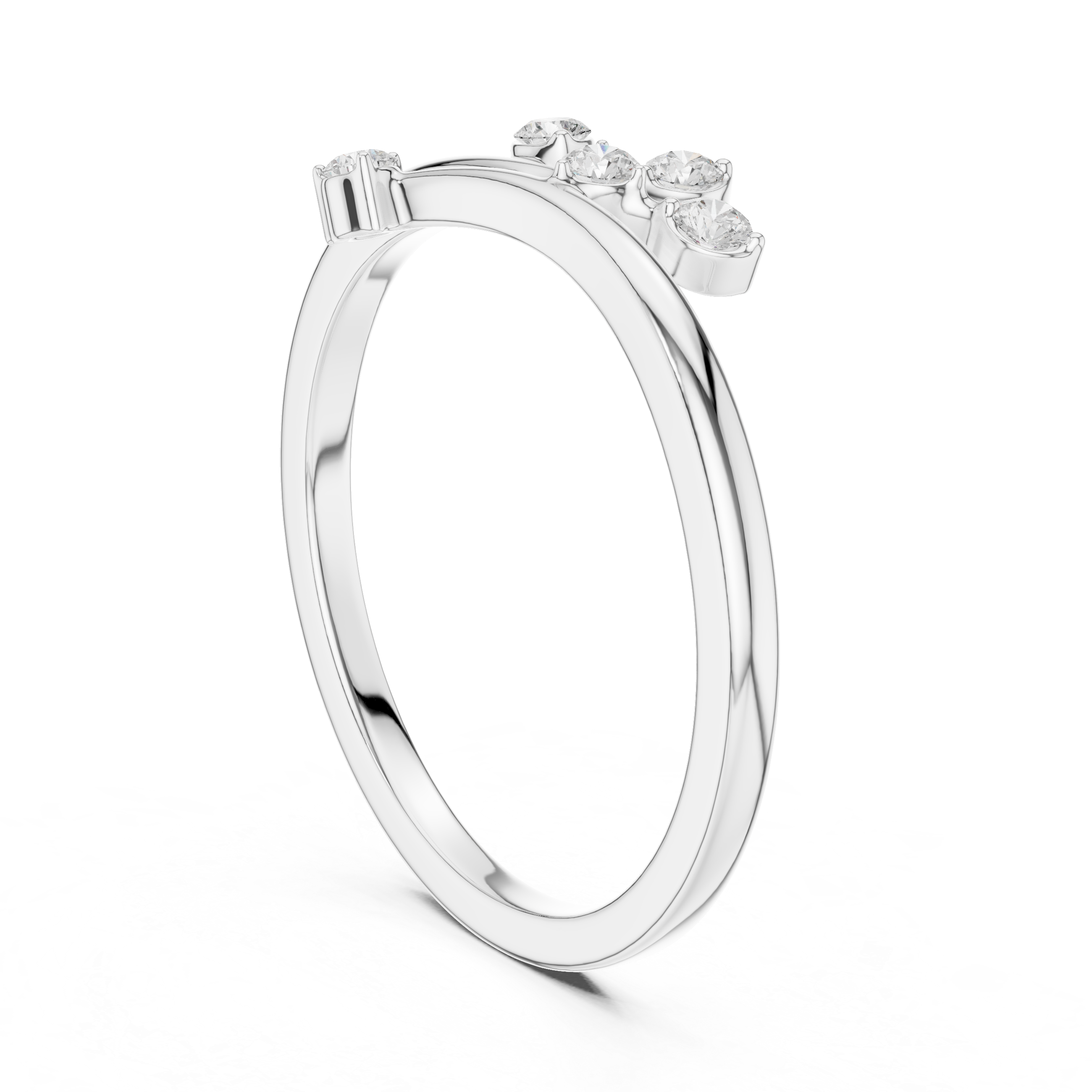 Nature Inspired Diamond Branch Ring – Five Stone Open Bypass Ring