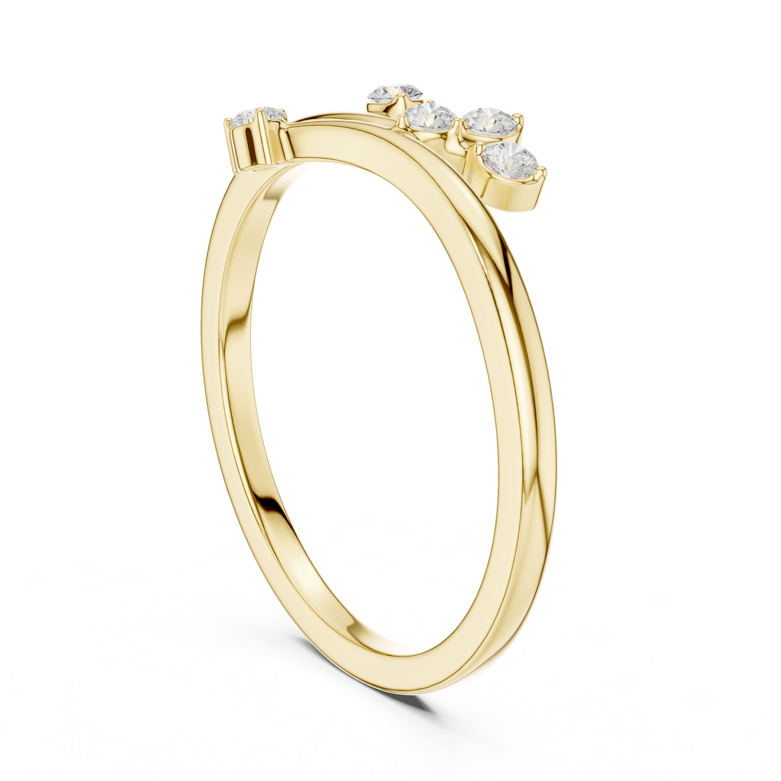 Nature Inspired Diamond Branch Ring – Five Stone Open Bypass Ring