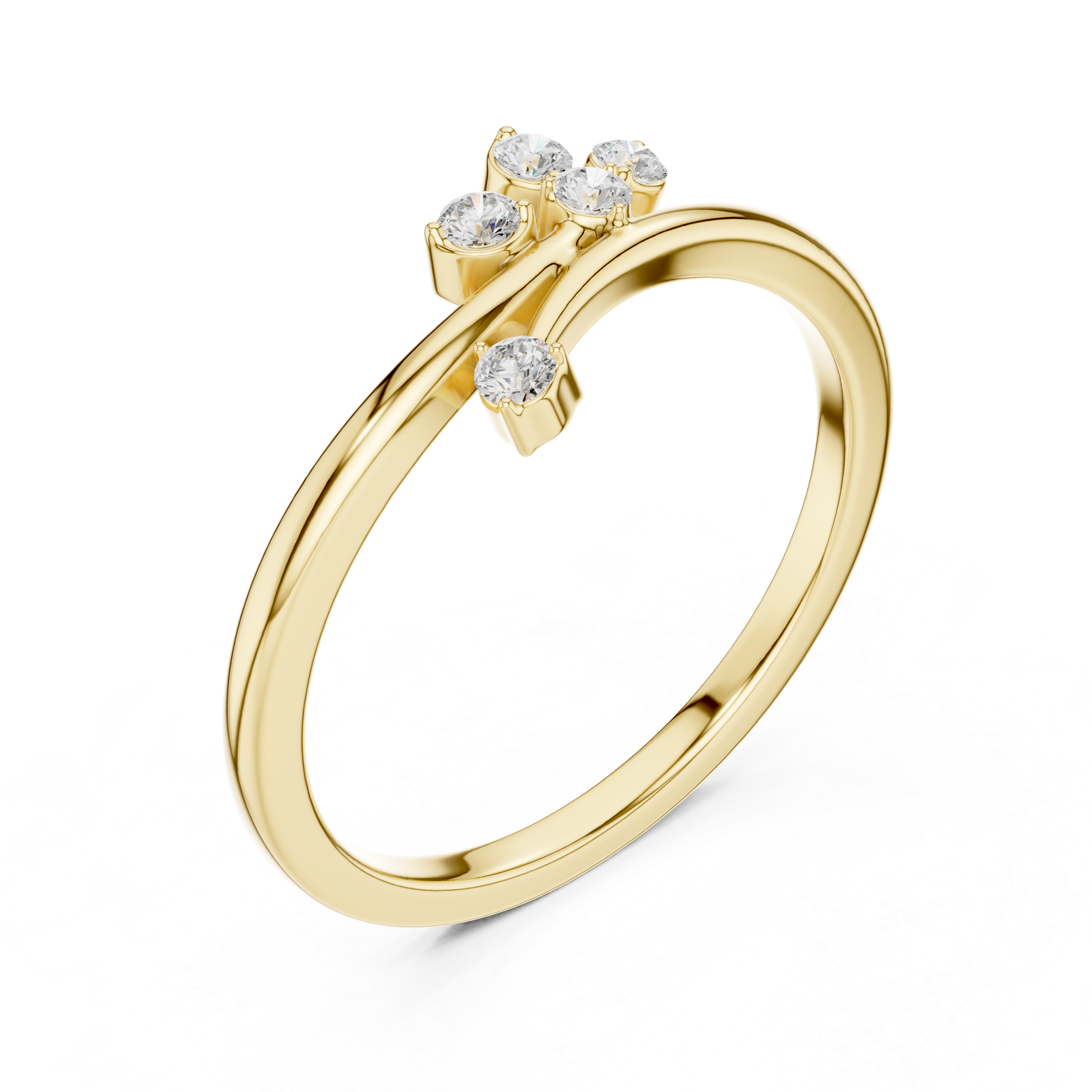 Nature Inspired Diamond Branch Ring – Five Stone Open Bypass Ring
