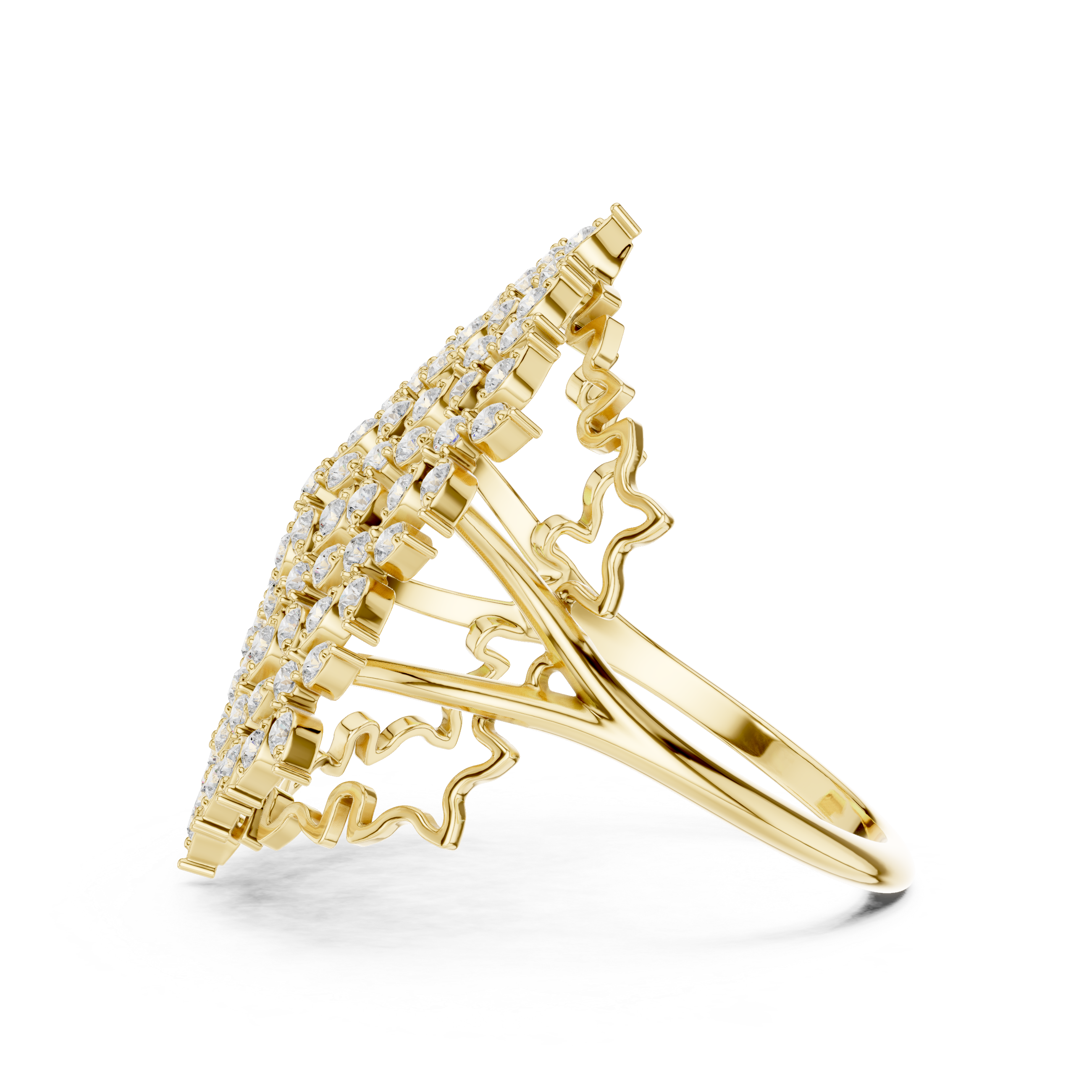 Snowflake Diamond Statement Ring – Round Diamond Lacework Cocktail Ring
