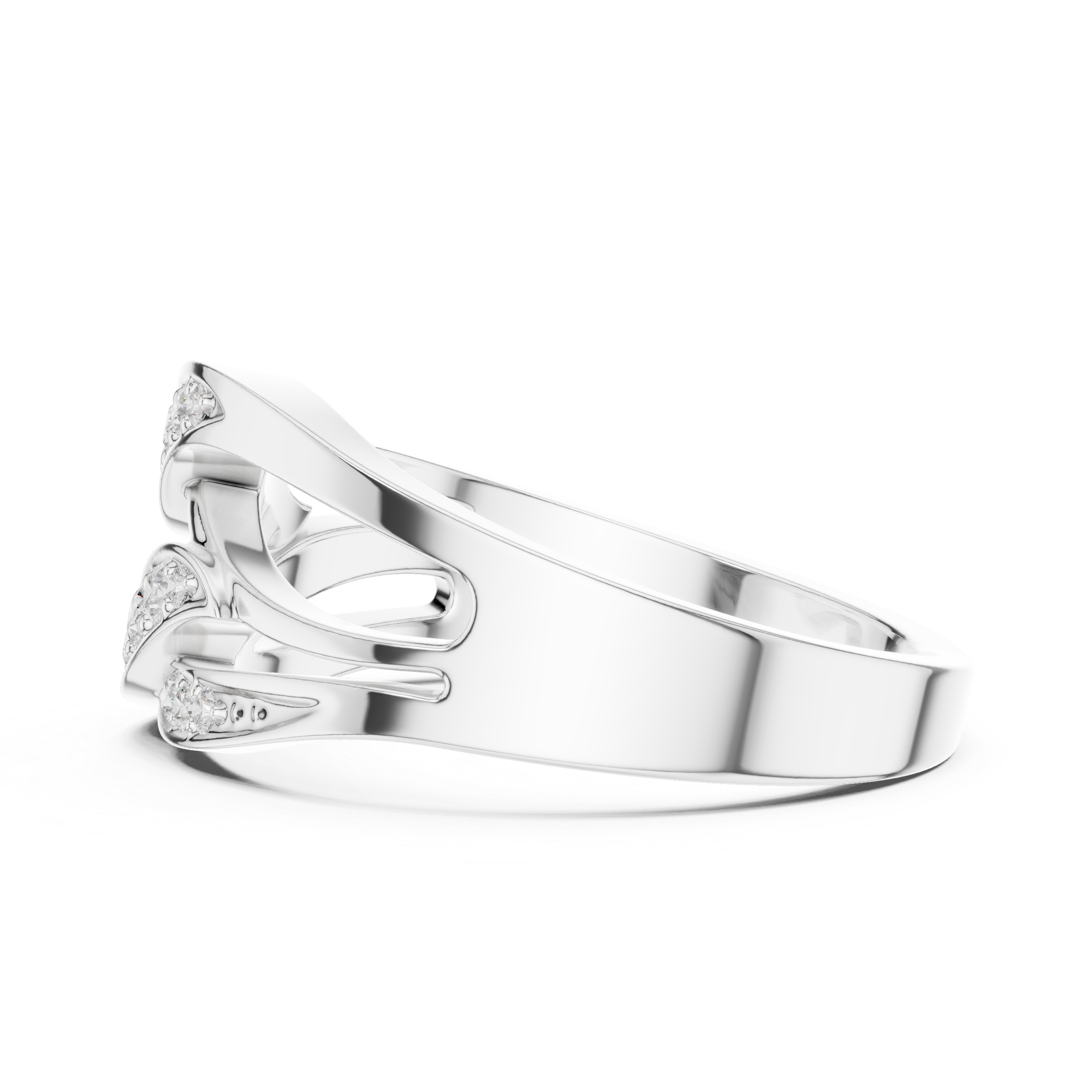 Diamond Wave Crossover Ring – Multi-Row Openwork Statement Band