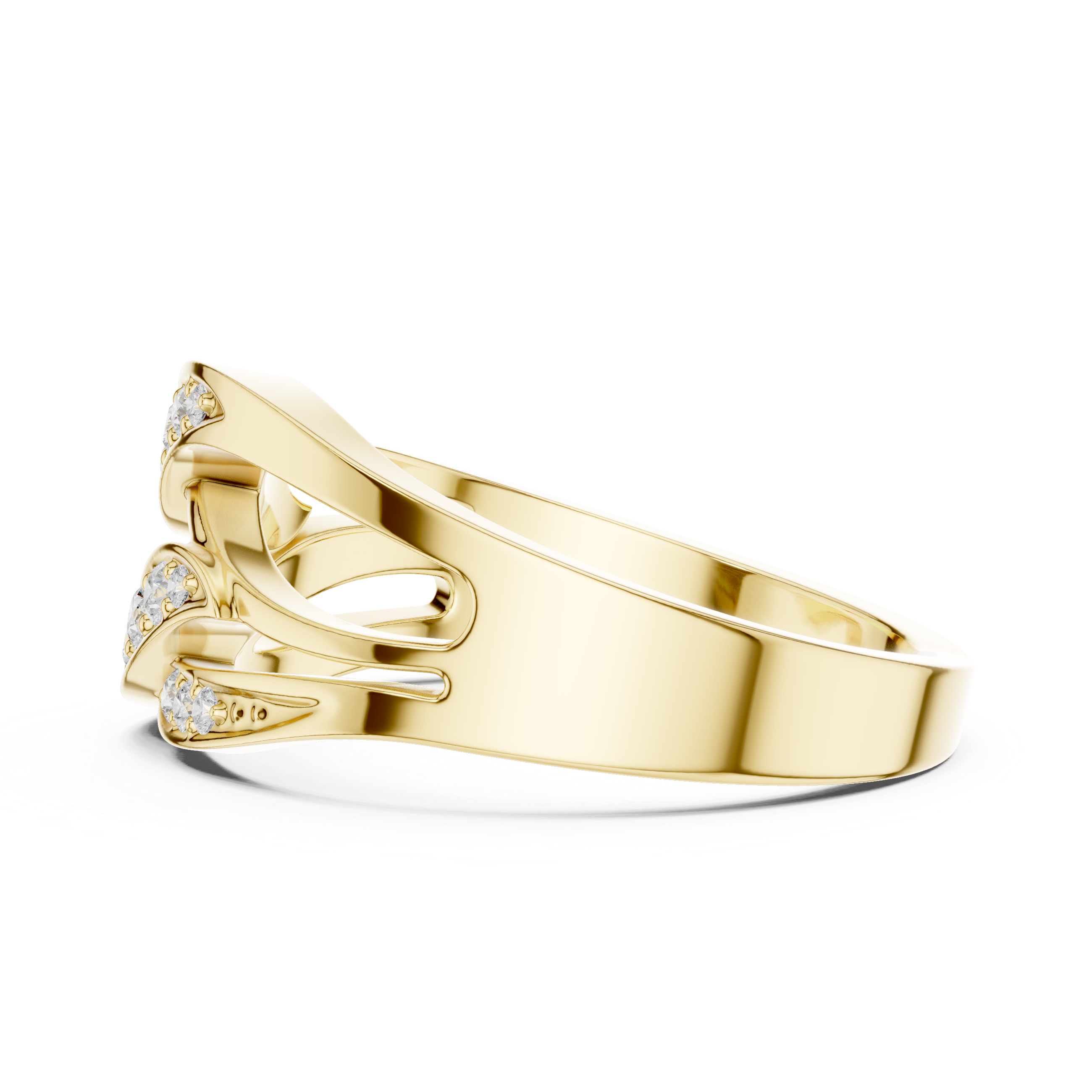 Diamond Wave Crossover Ring – Multi-Row Openwork Statement Band