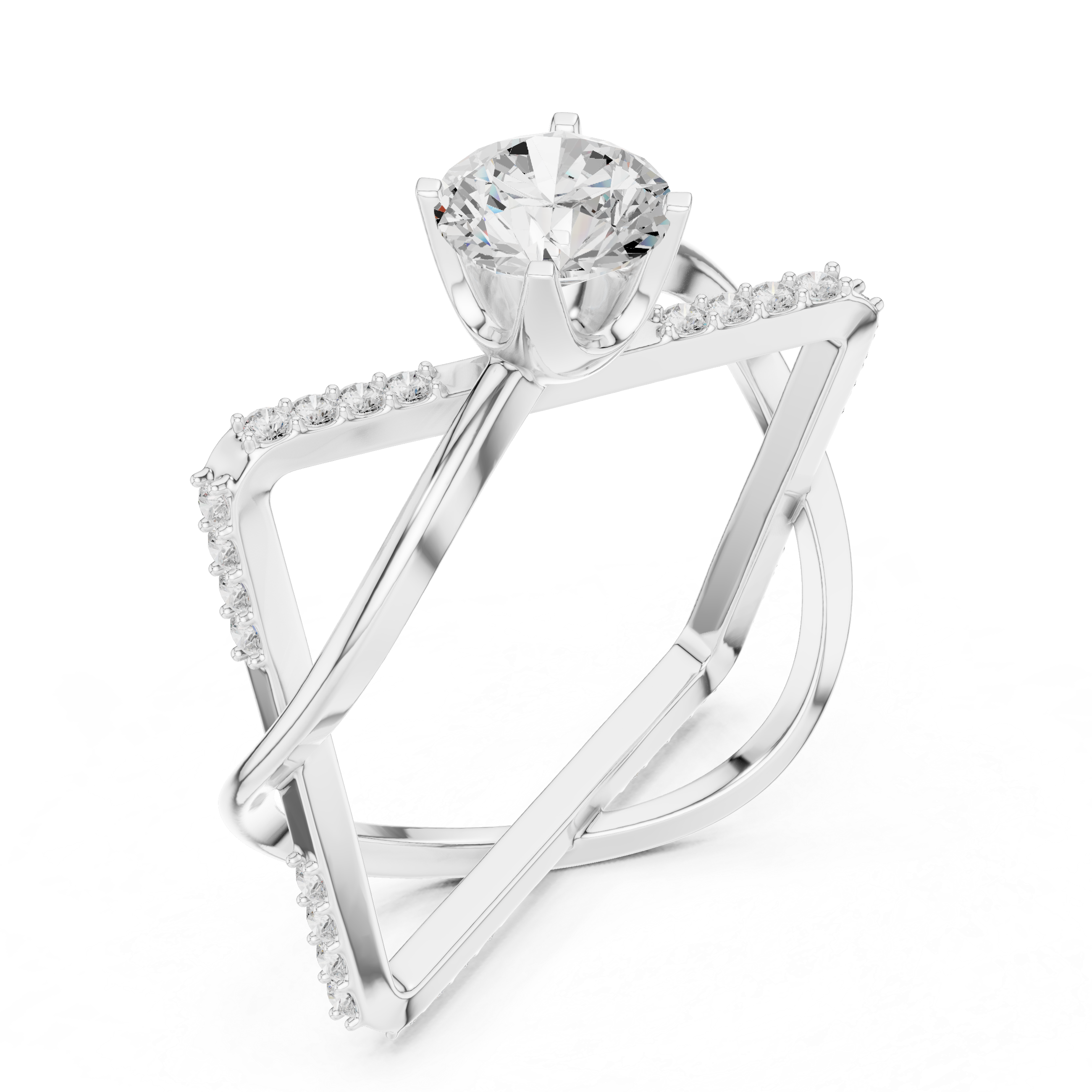 Infinity Twist Solitaire Ring – Geometric Open Frame Diamond Engagement Ring