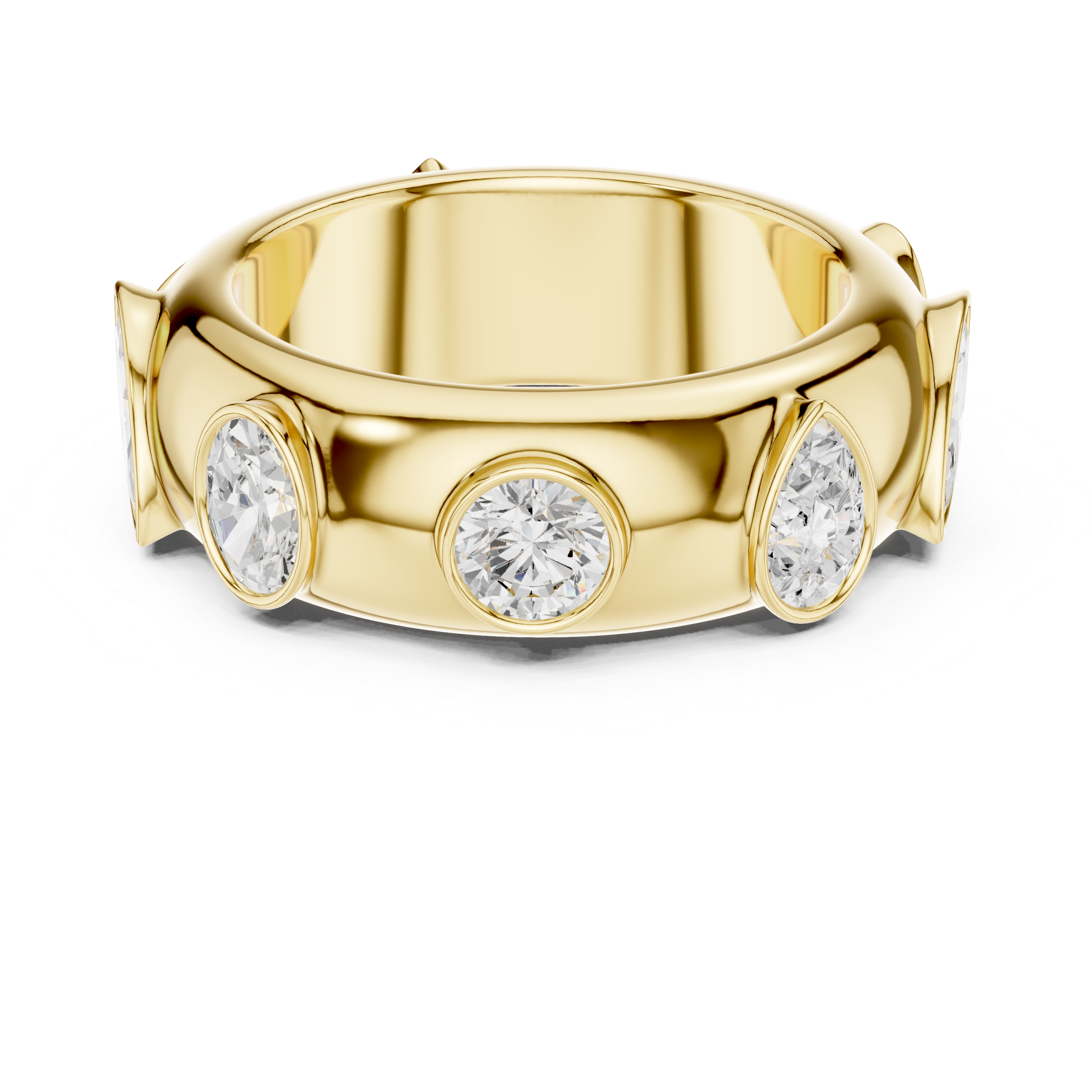 Modern Bezel Set Multi-Shape Diamond Band Ring – Contemporary Statement Ring