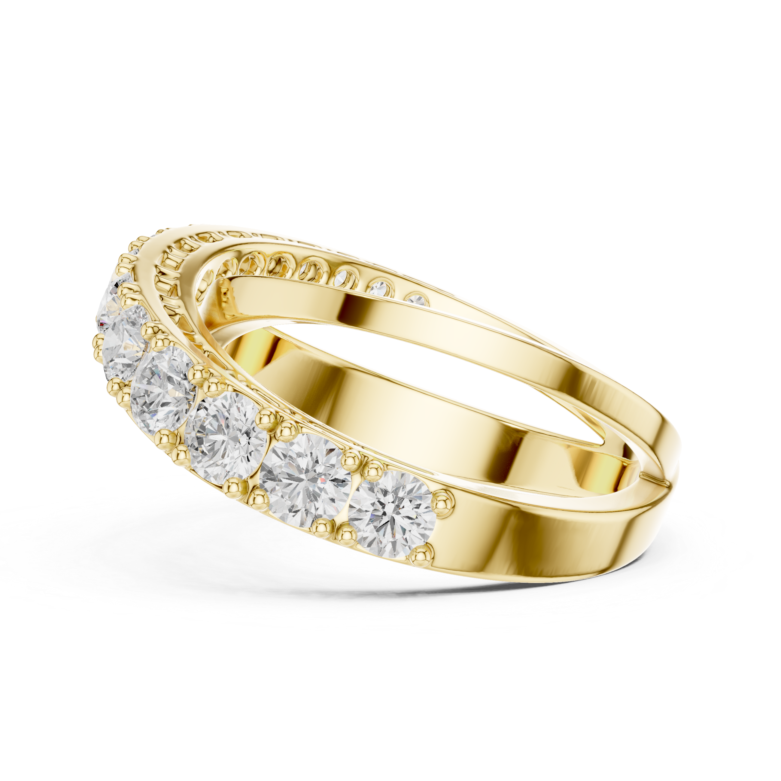 Criss-Cross Diamond Ring – Graduated Round Diamond Crossover Statement Ring