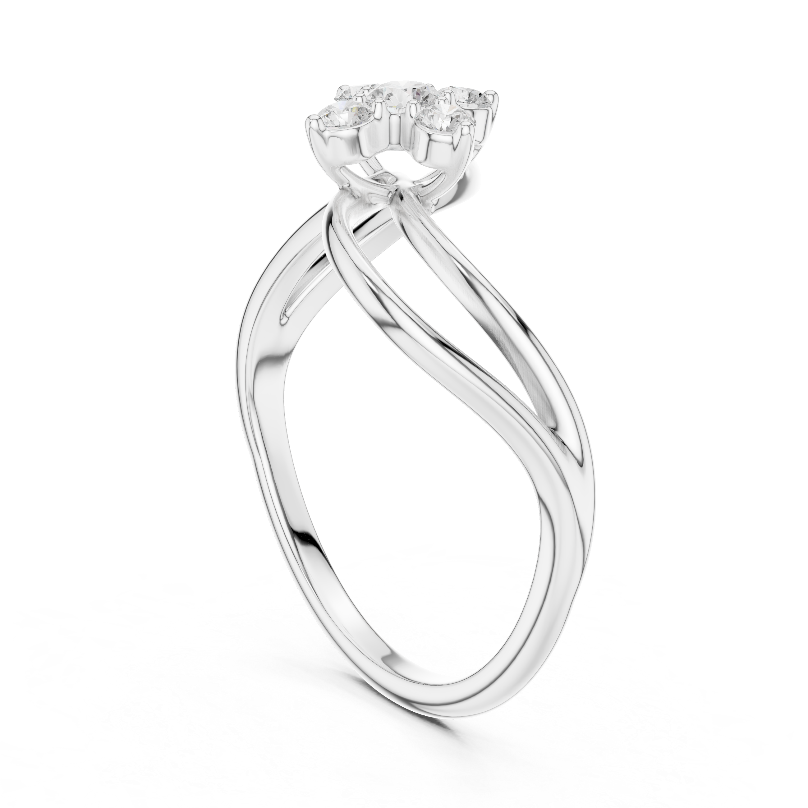 Infinity Twist Diamond Ring – Floral Cluster Promise Ring with Open Loop Design