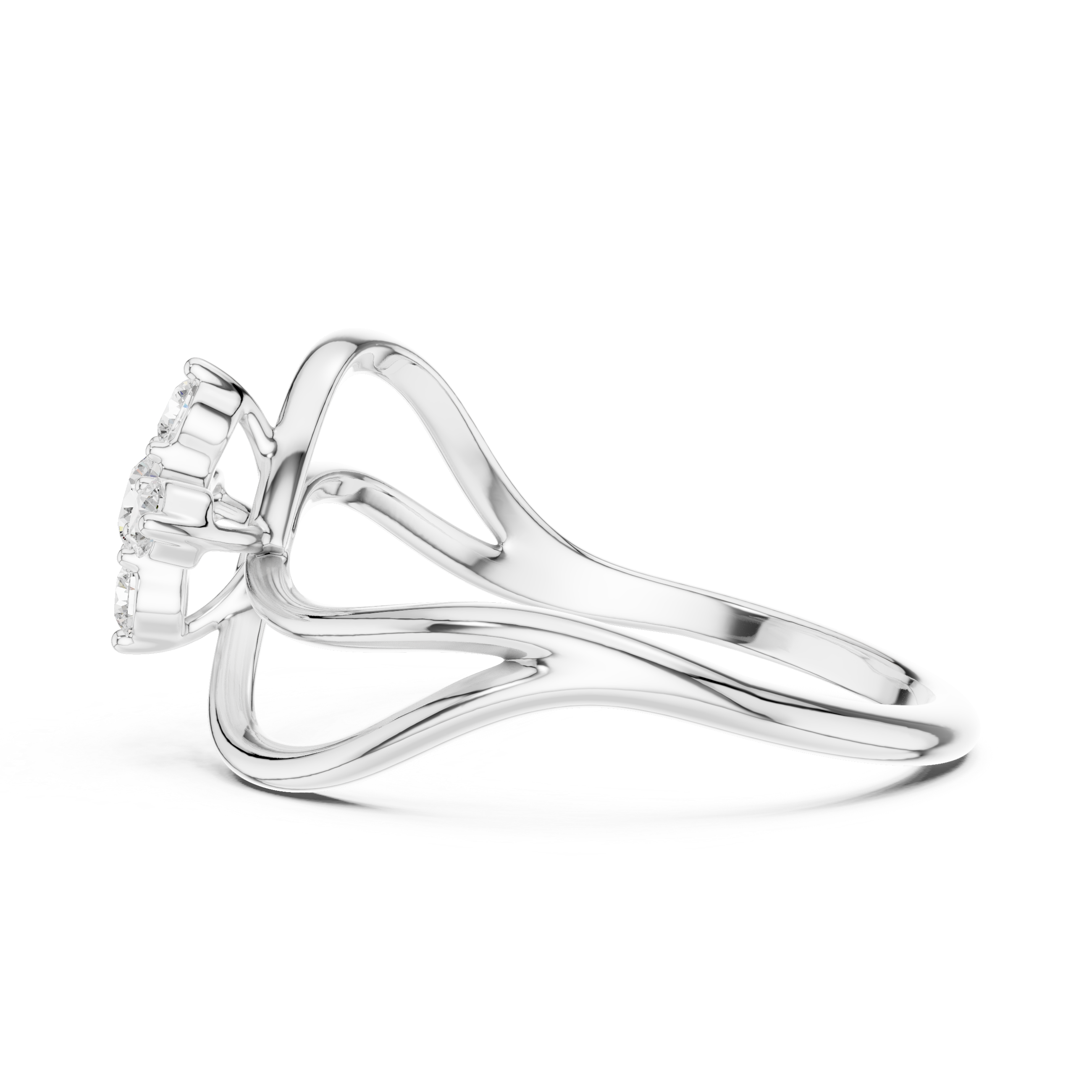 Infinity Twist Diamond Ring – Floral Cluster Promise Ring with Open Loop Design