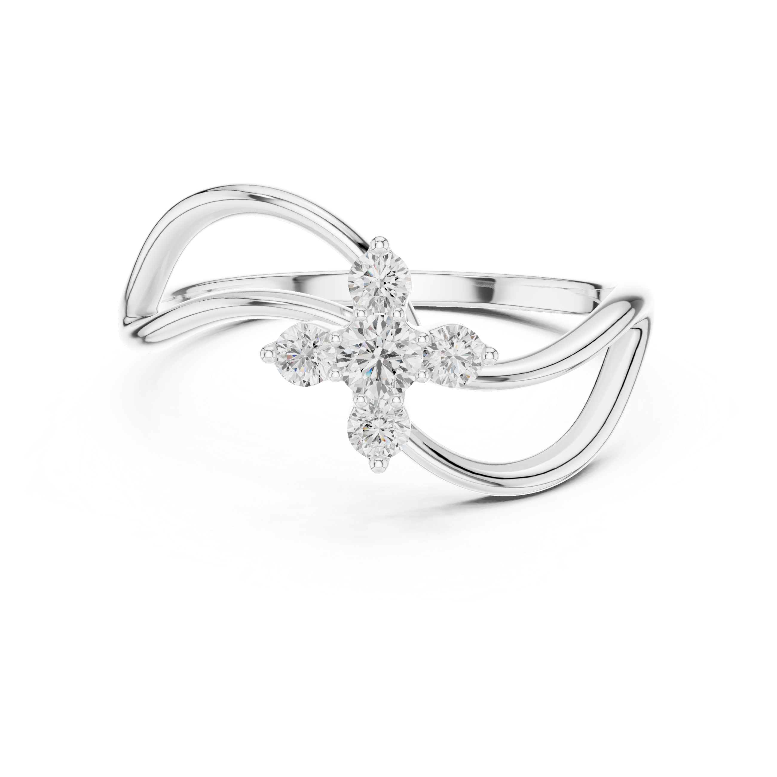 Infinity Twist Diamond Ring – Floral Cluster Promise Ring with Open Loop Design